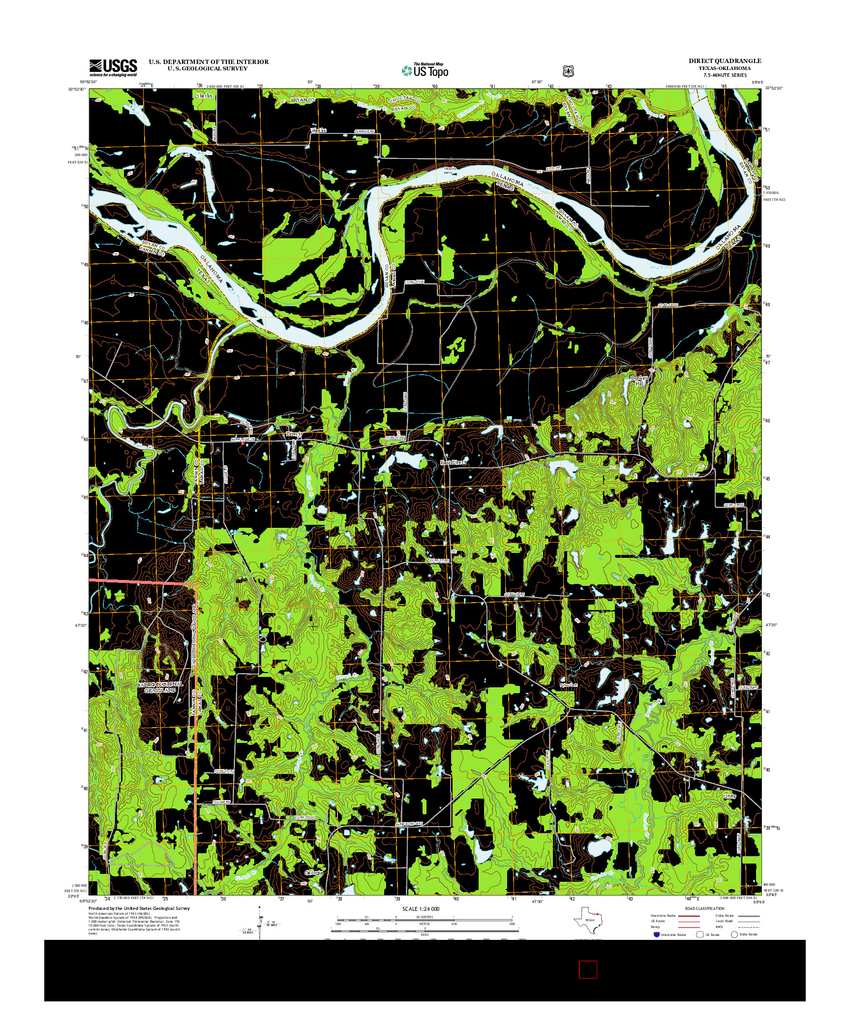 USGS US TOPO 7.5-MINUTE MAP FOR DIRECT, TX-OK 2013