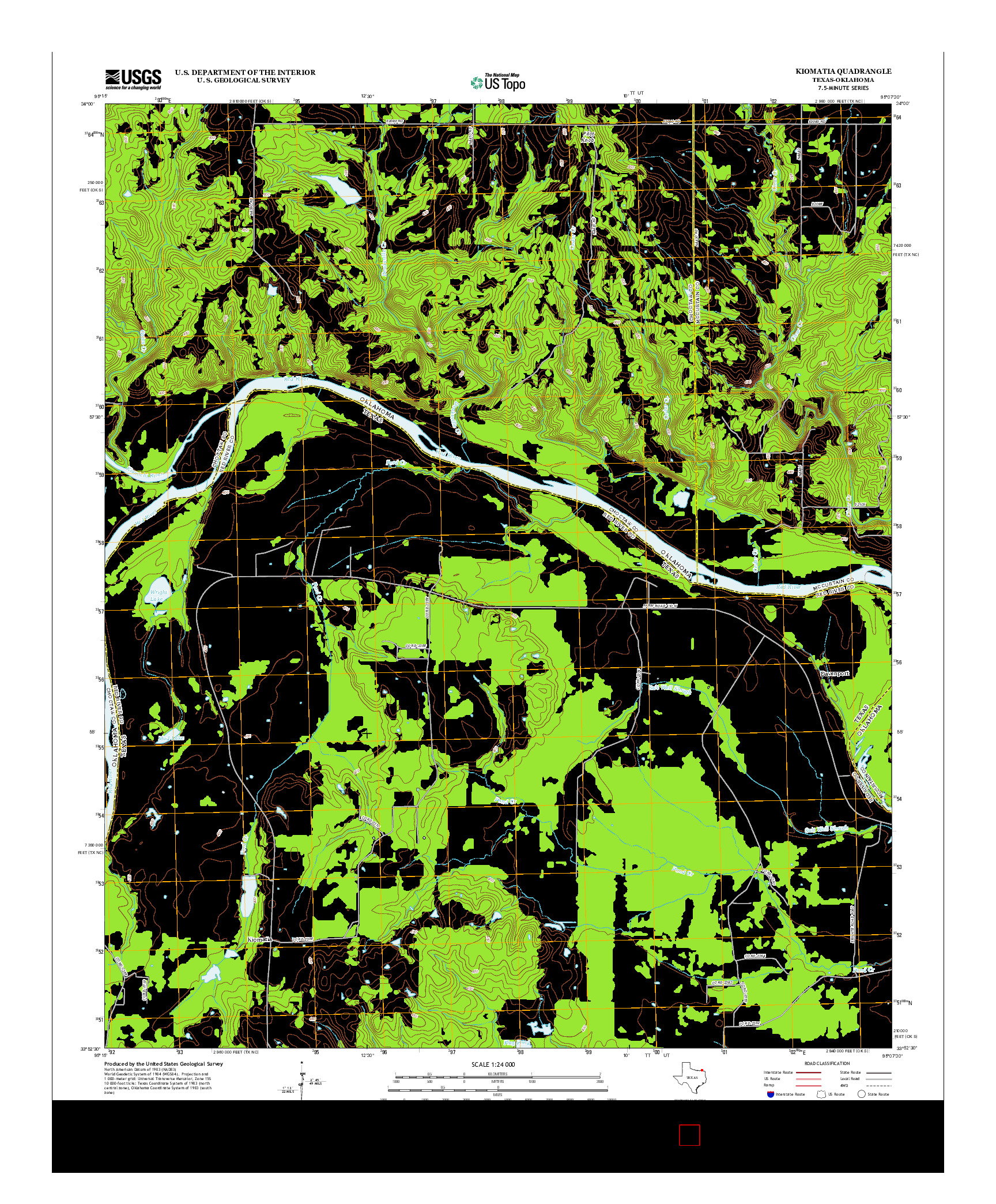 USGS US TOPO 7.5-MINUTE MAP FOR KIOMATIA, TX-OK 2013
