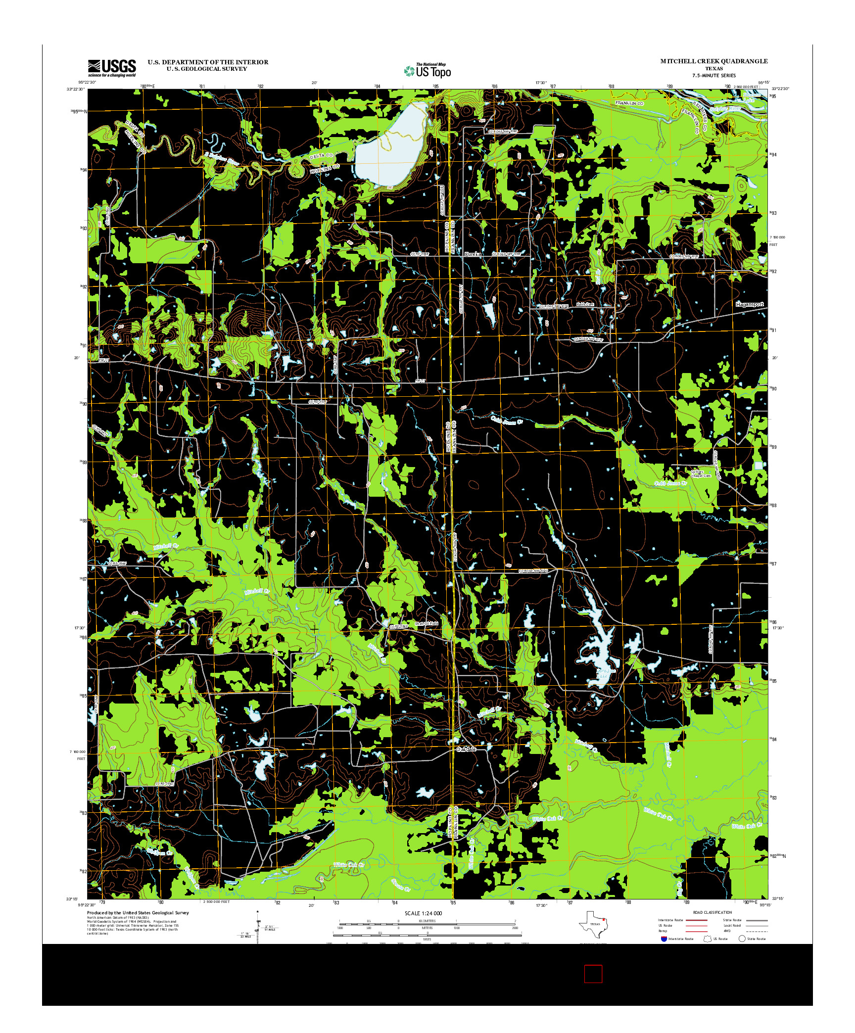 USGS US TOPO 7.5-MINUTE MAP FOR MITCHELL CREEK, TX 2013