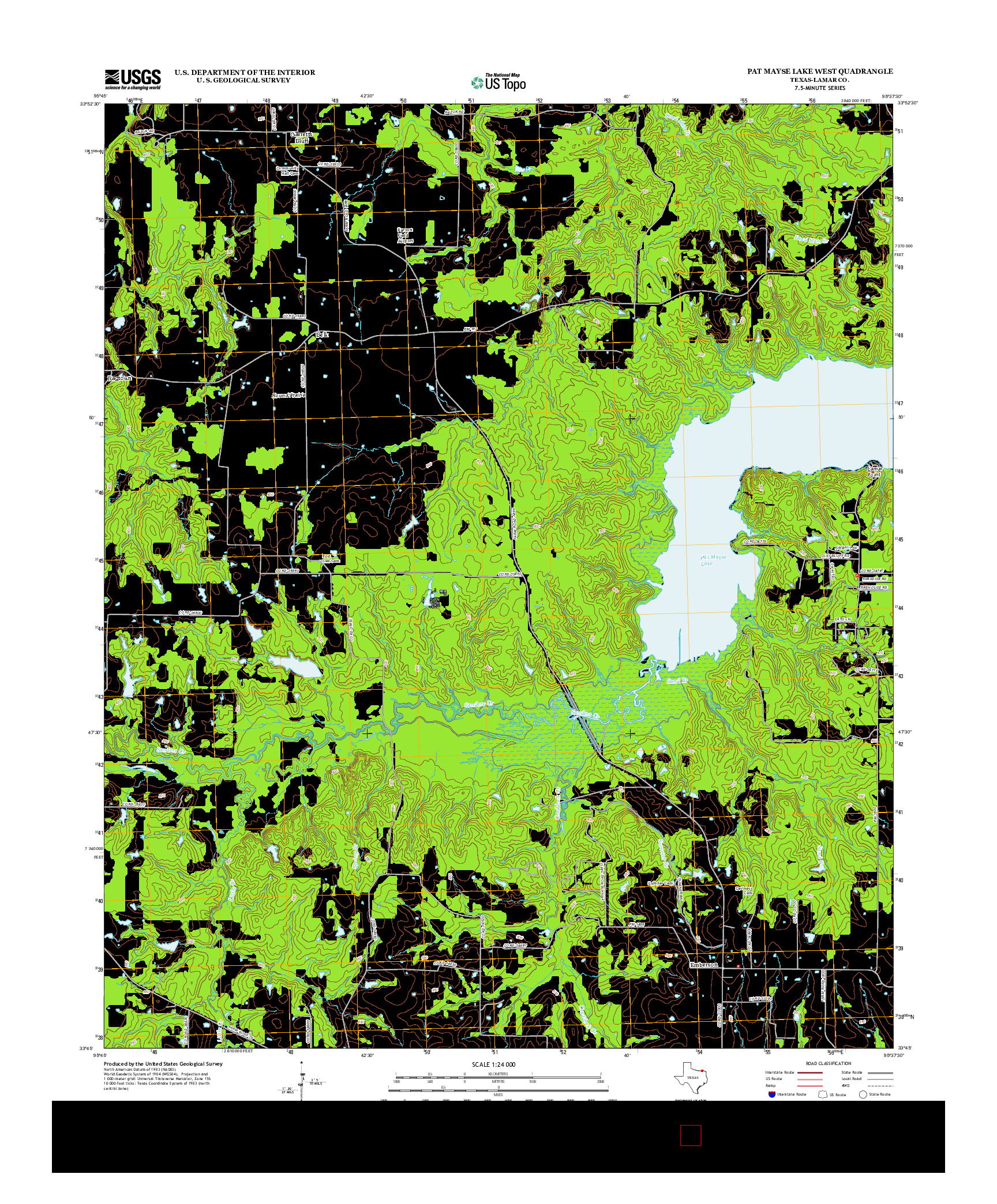 USGS US TOPO 7.5-MINUTE MAP FOR PAT MAYSE LAKE WEST, TX 2013