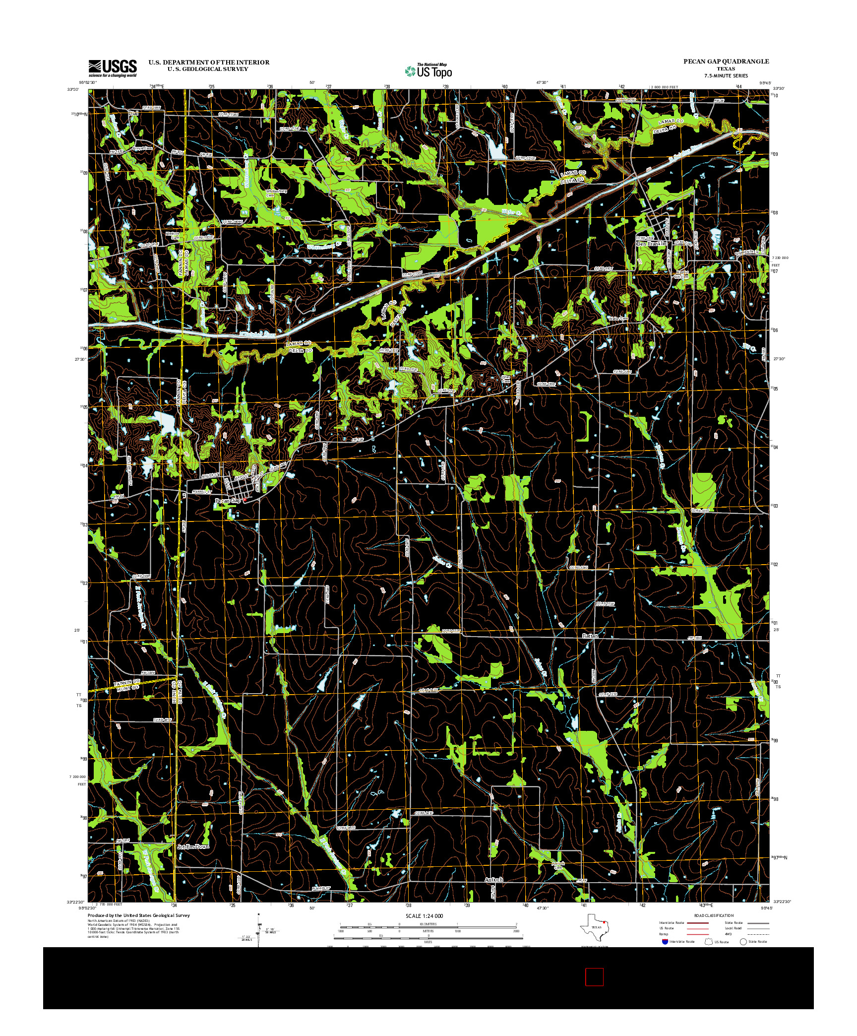 USGS US TOPO 7.5-MINUTE MAP FOR PECAN GAP, TX 2013