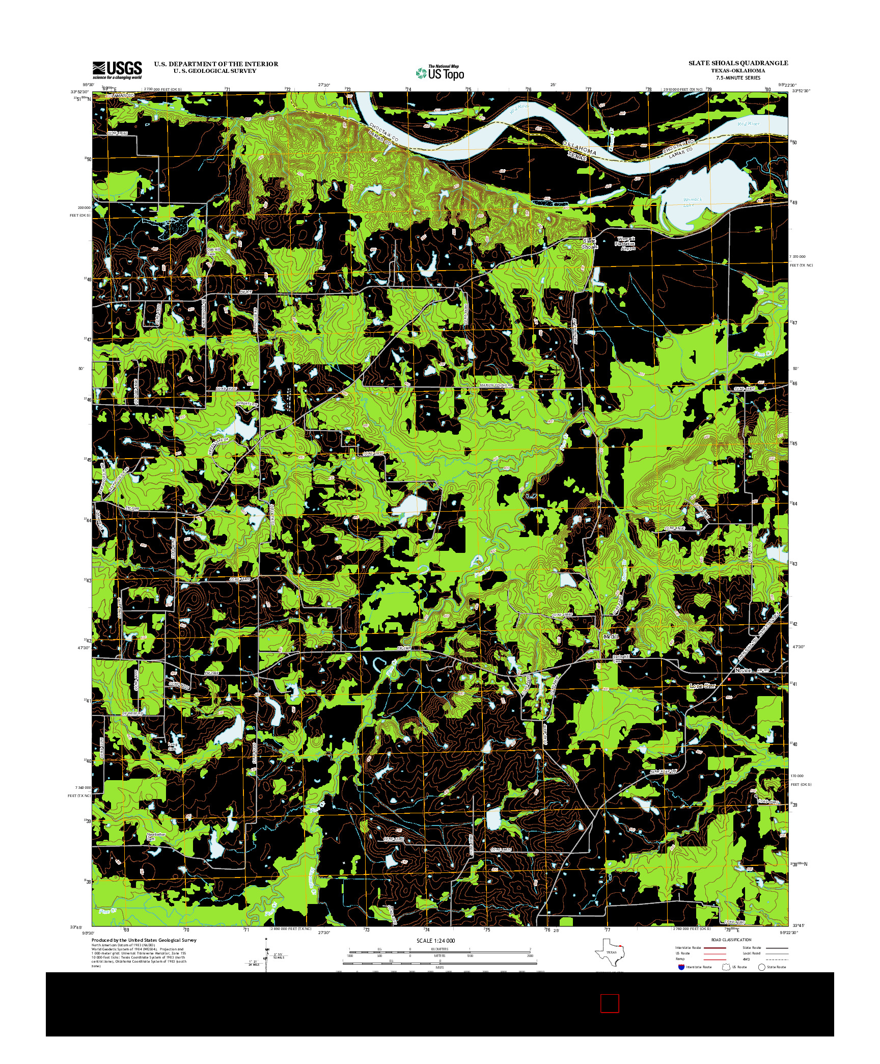 USGS US TOPO 7.5-MINUTE MAP FOR SLATE SHOALS, TX-OK 2013