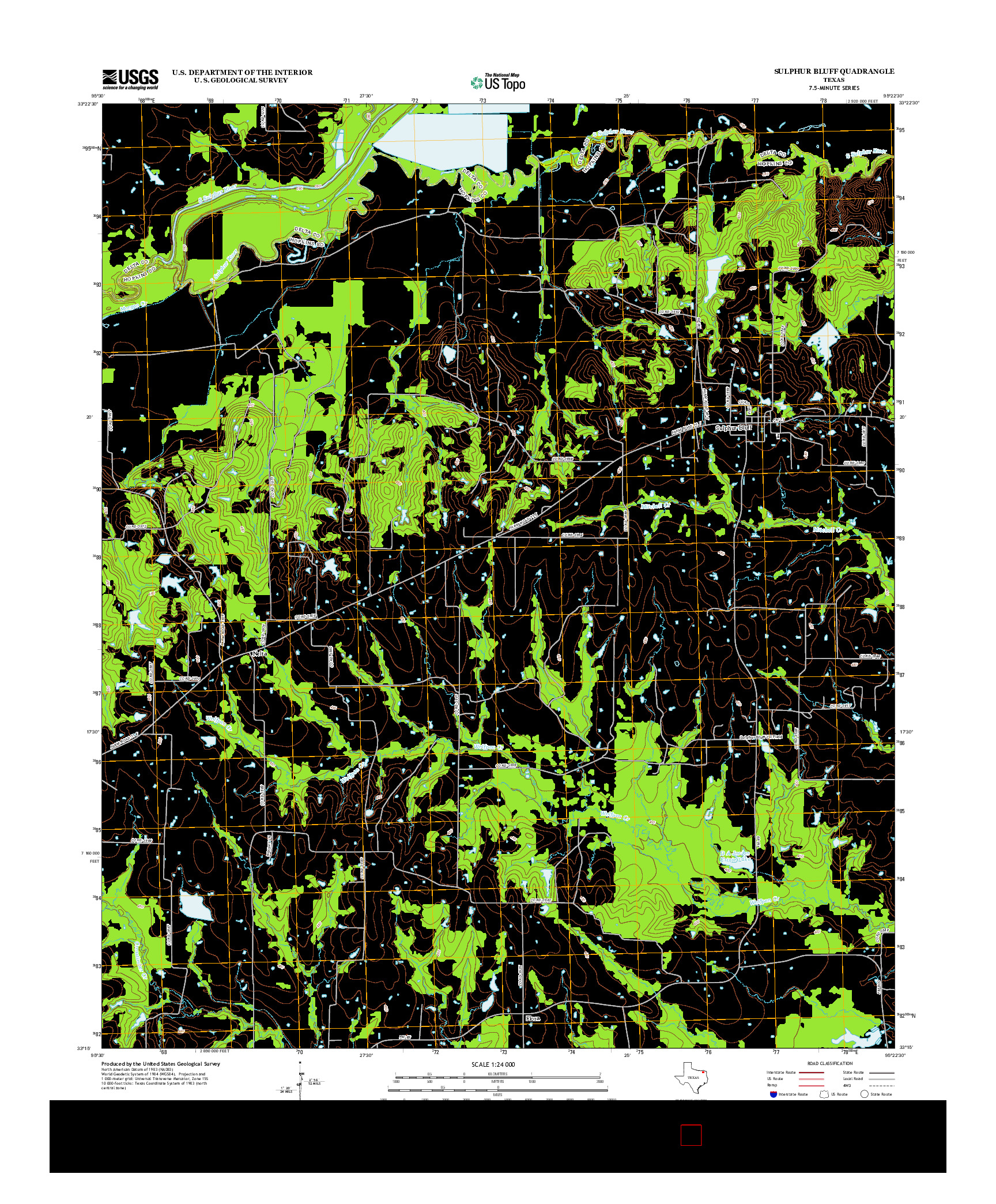 USGS US TOPO 7.5-MINUTE MAP FOR SULPHUR BLUFF, TX 2013