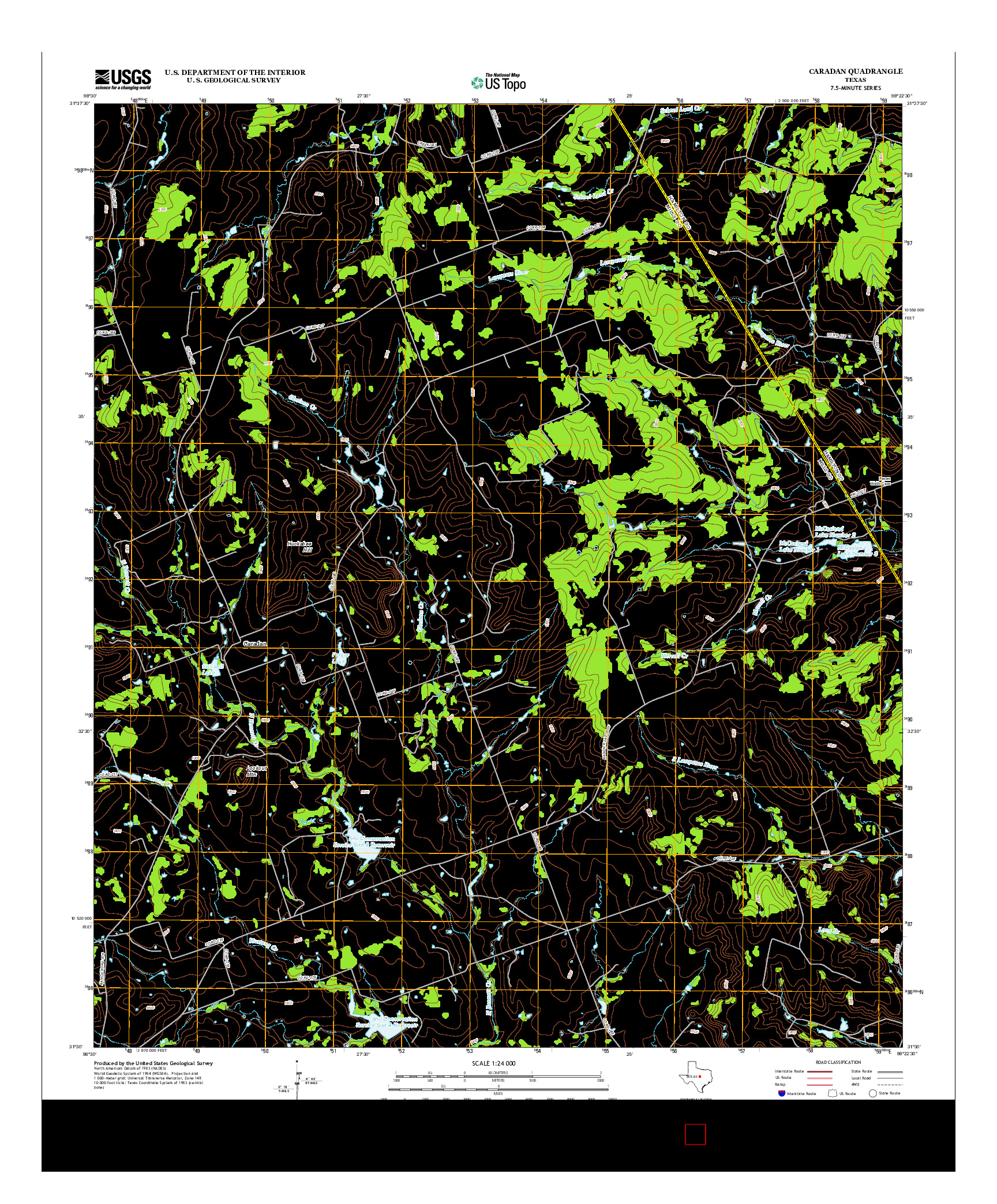 USGS US TOPO 7.5-MINUTE MAP FOR CARADAN, TX 2013