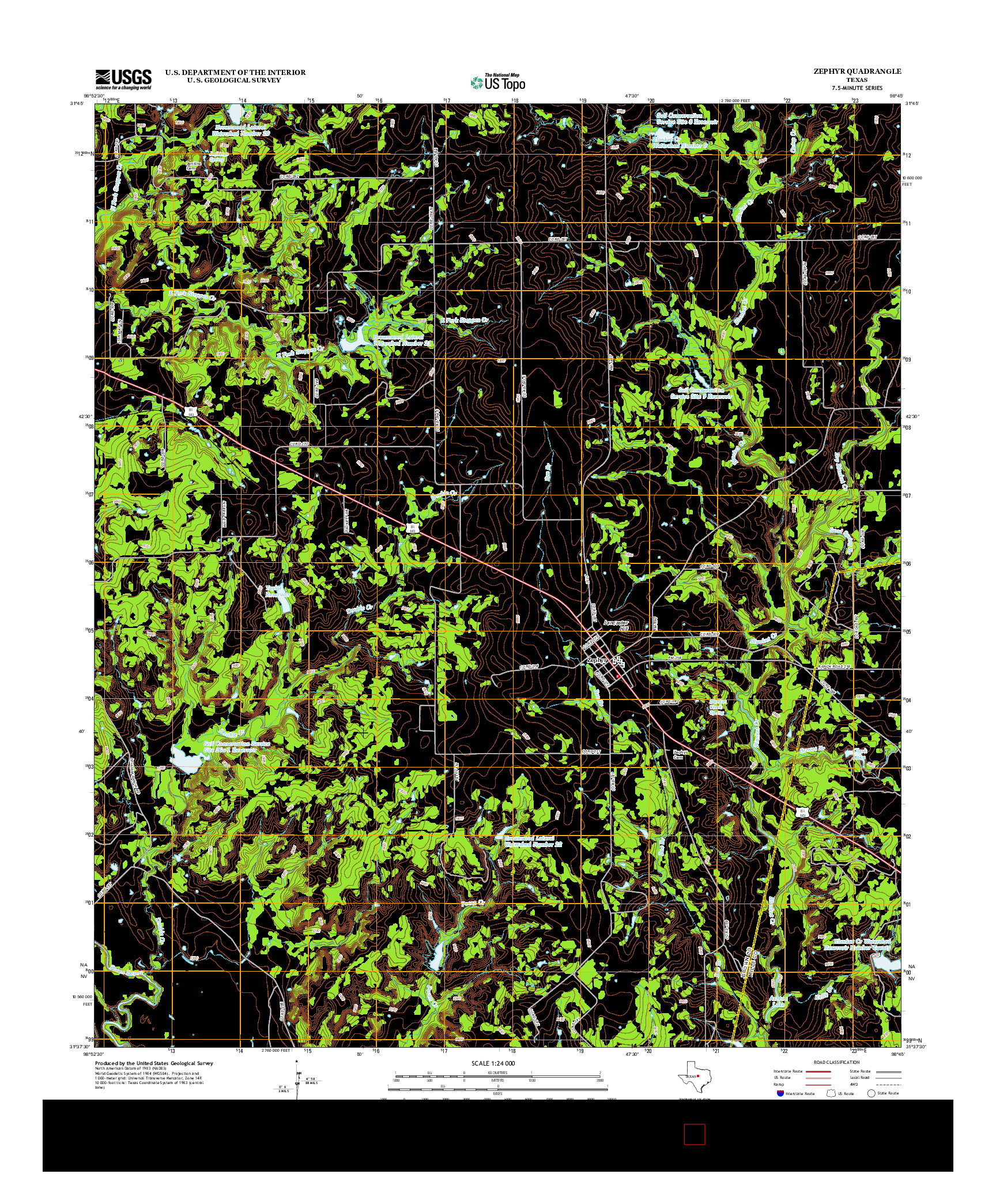 USGS US TOPO 7.5-MINUTE MAP FOR ZEPHYR, TX 2013