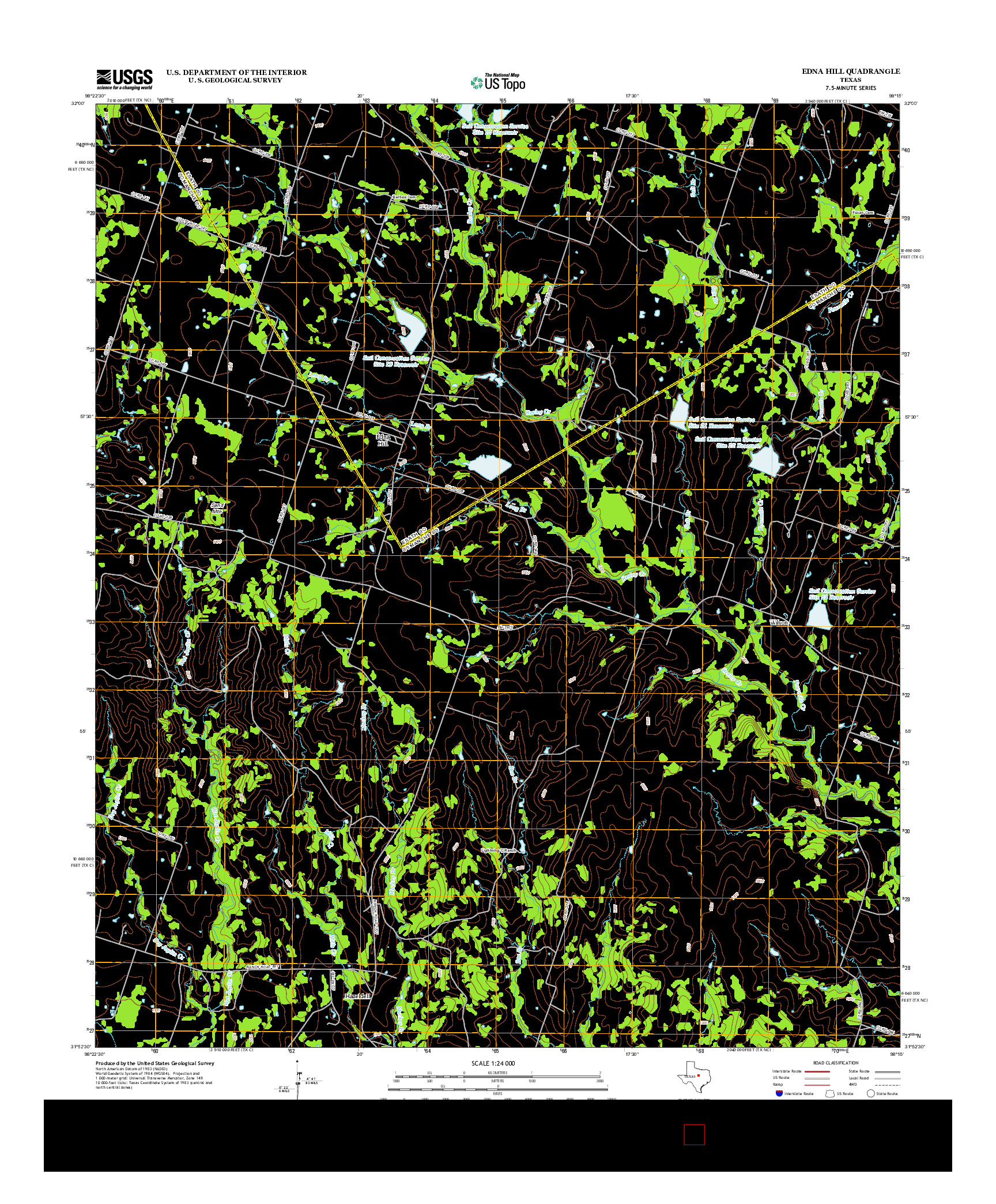 USGS US TOPO 7.5-MINUTE MAP FOR EDNA HILL, TX 2013