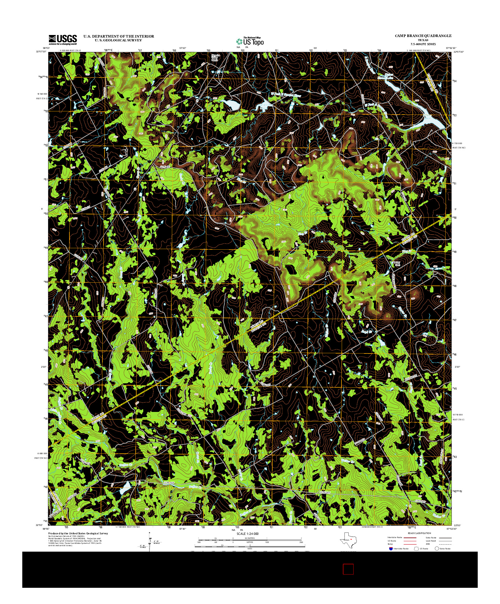 USGS US TOPO 7.5-MINUTE MAP FOR CAMP BRANCH, TX 2013