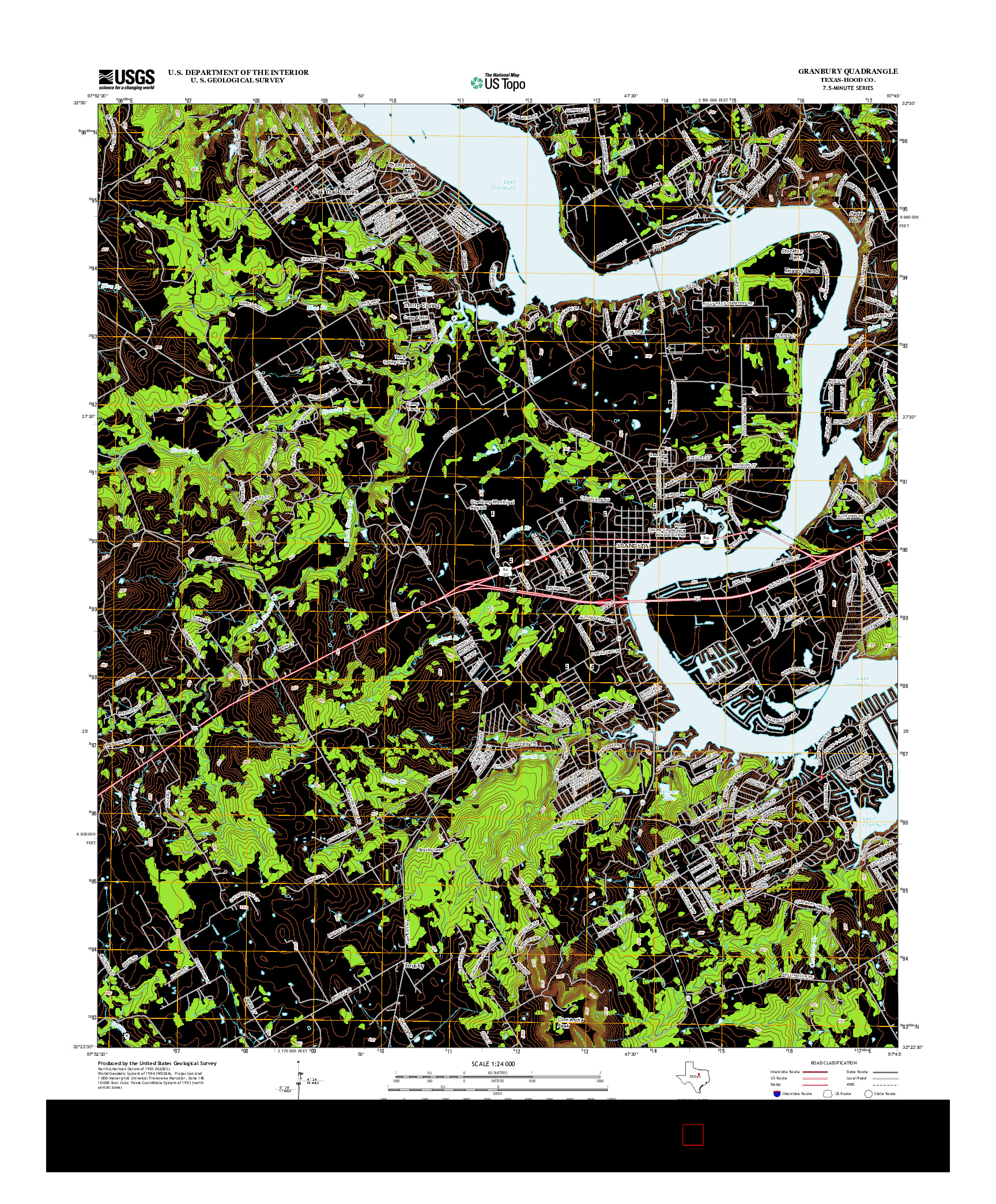 USGS US TOPO 7.5-MINUTE MAP FOR GRANBURY, TX 2013