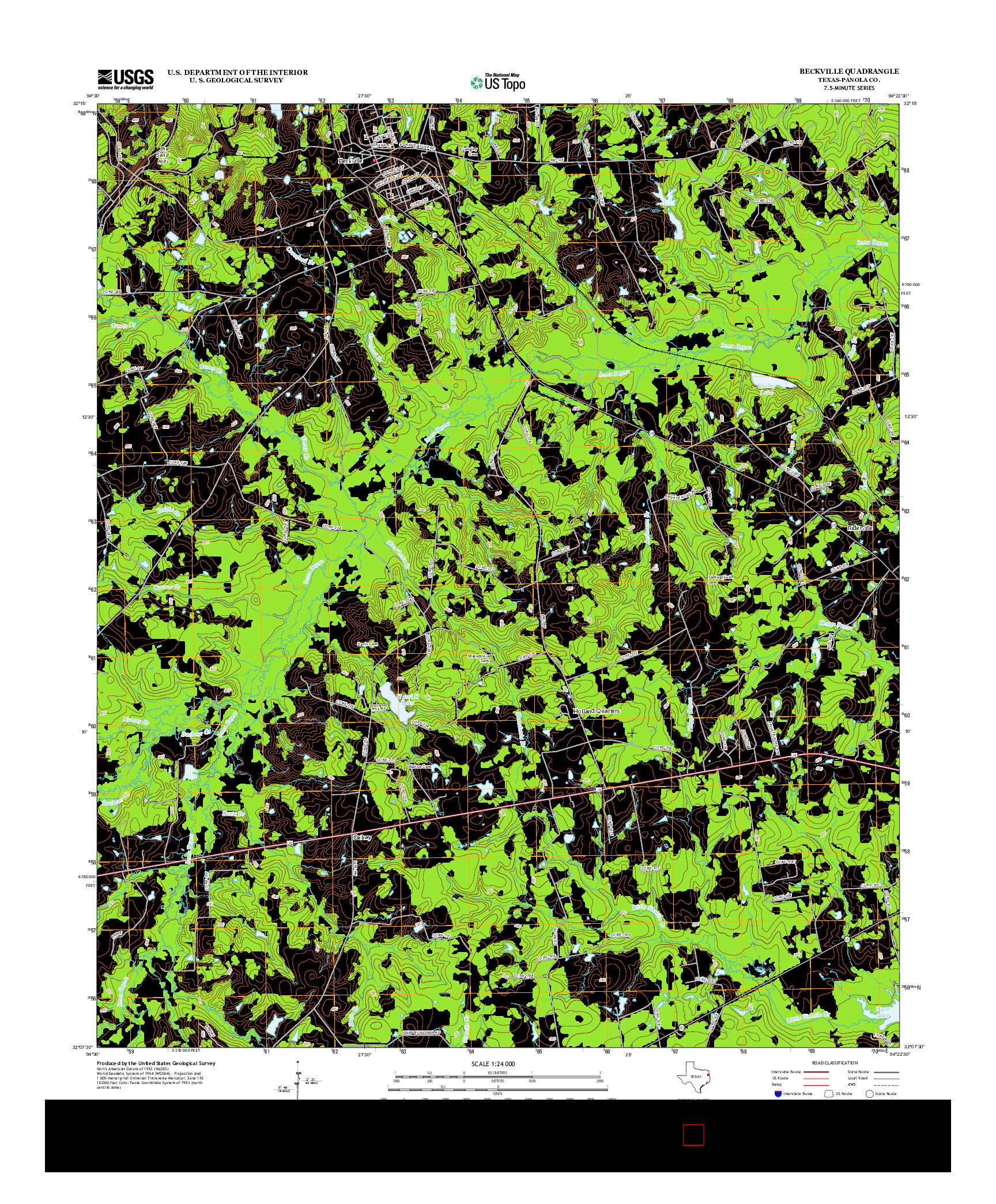 USGS US TOPO 7.5-MINUTE MAP FOR BECKVILLE, TX 2013