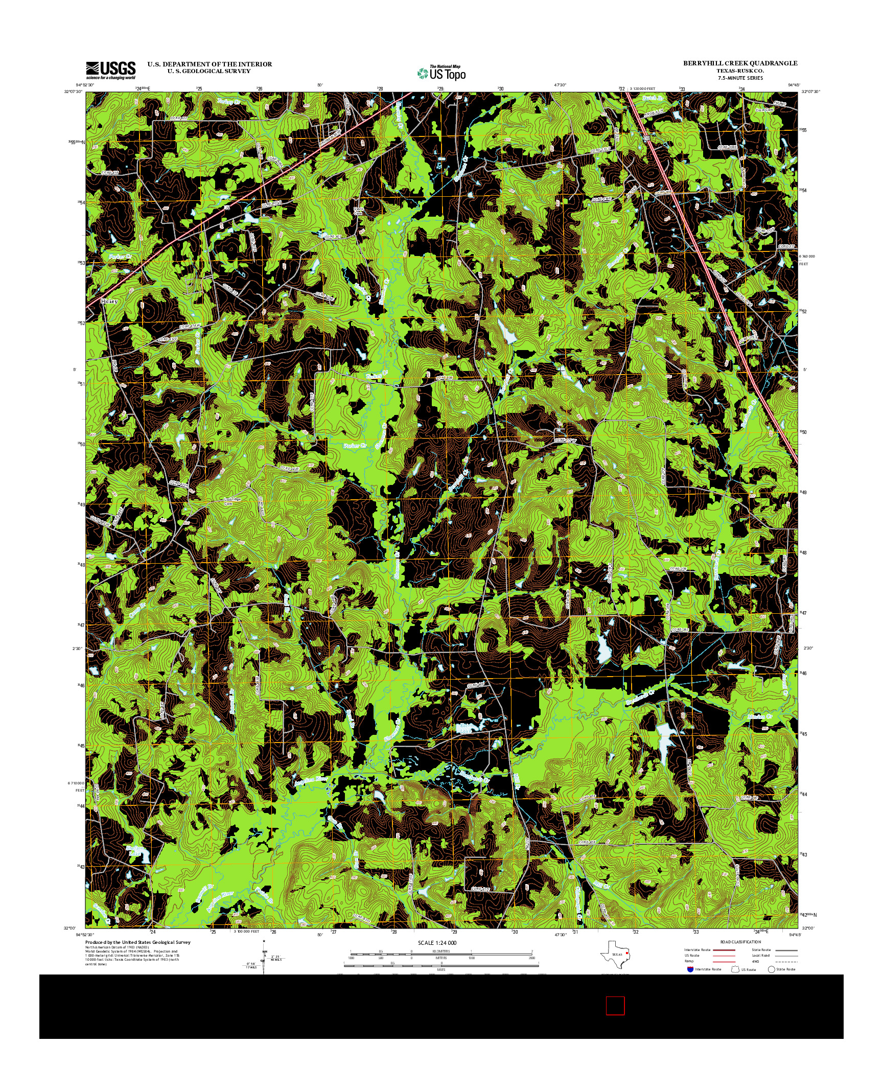 USGS US TOPO 7.5-MINUTE MAP FOR BERRYHILL CREEK, TX 2013