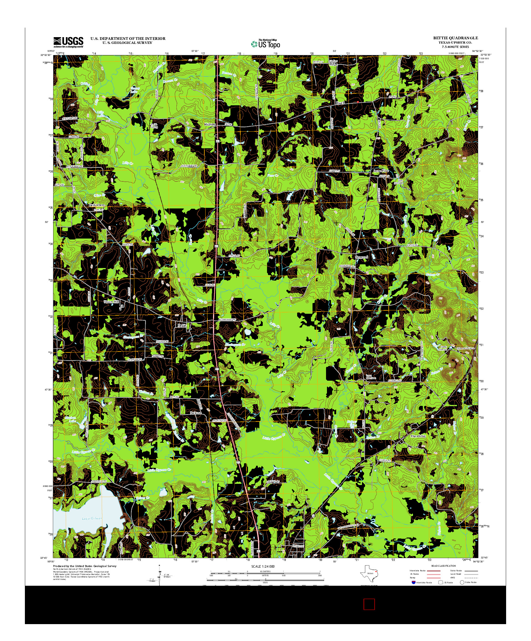 USGS US TOPO 7.5-MINUTE MAP FOR BETTIE, TX 2013