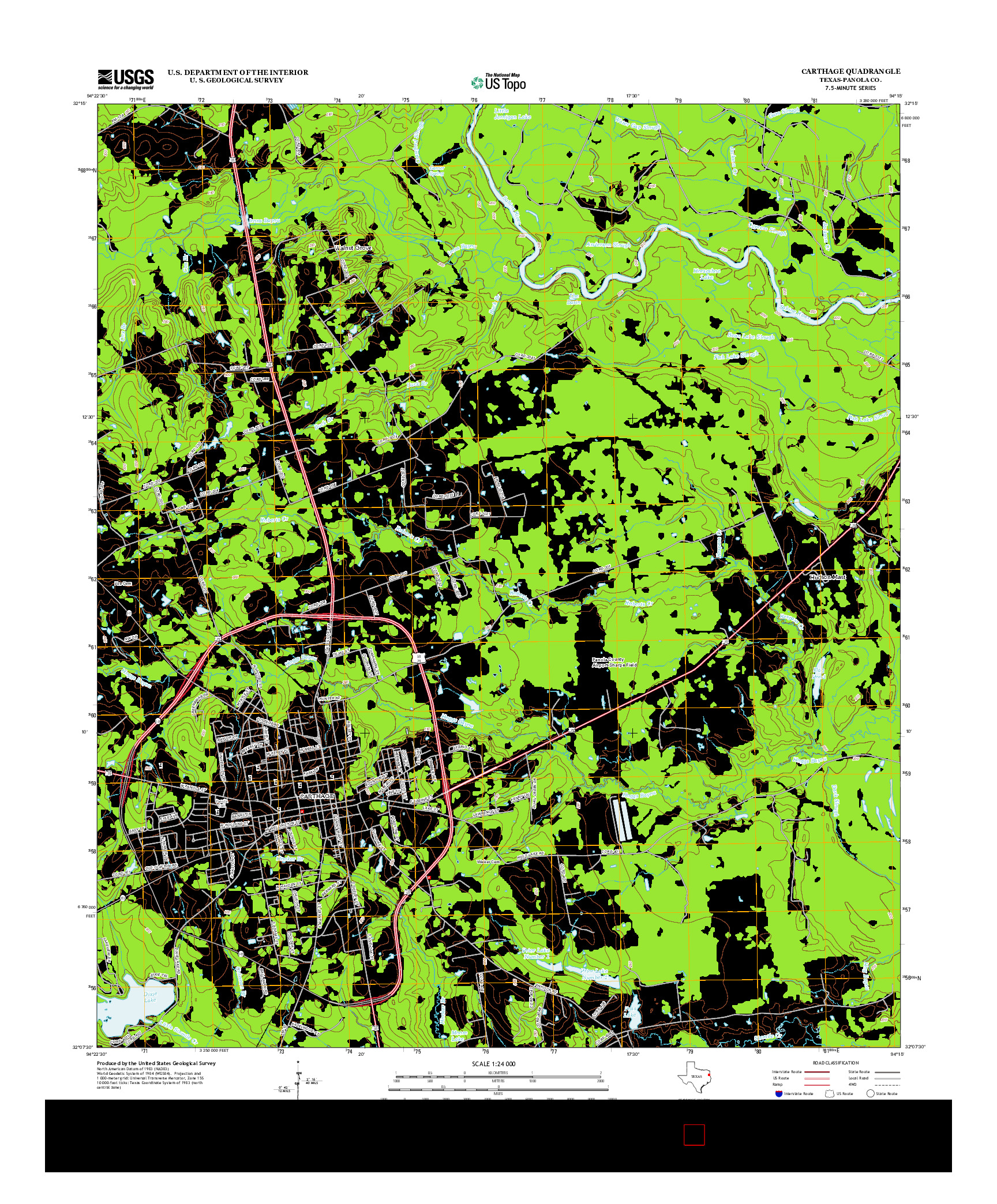 USGS US TOPO 7.5-MINUTE MAP FOR CARTHAGE, TX 2013