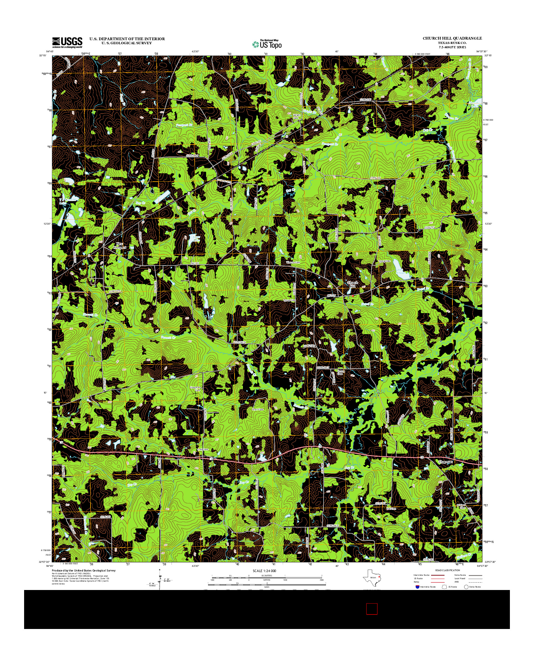 USGS US TOPO 7.5-MINUTE MAP FOR CHURCH HILL, TX 2013