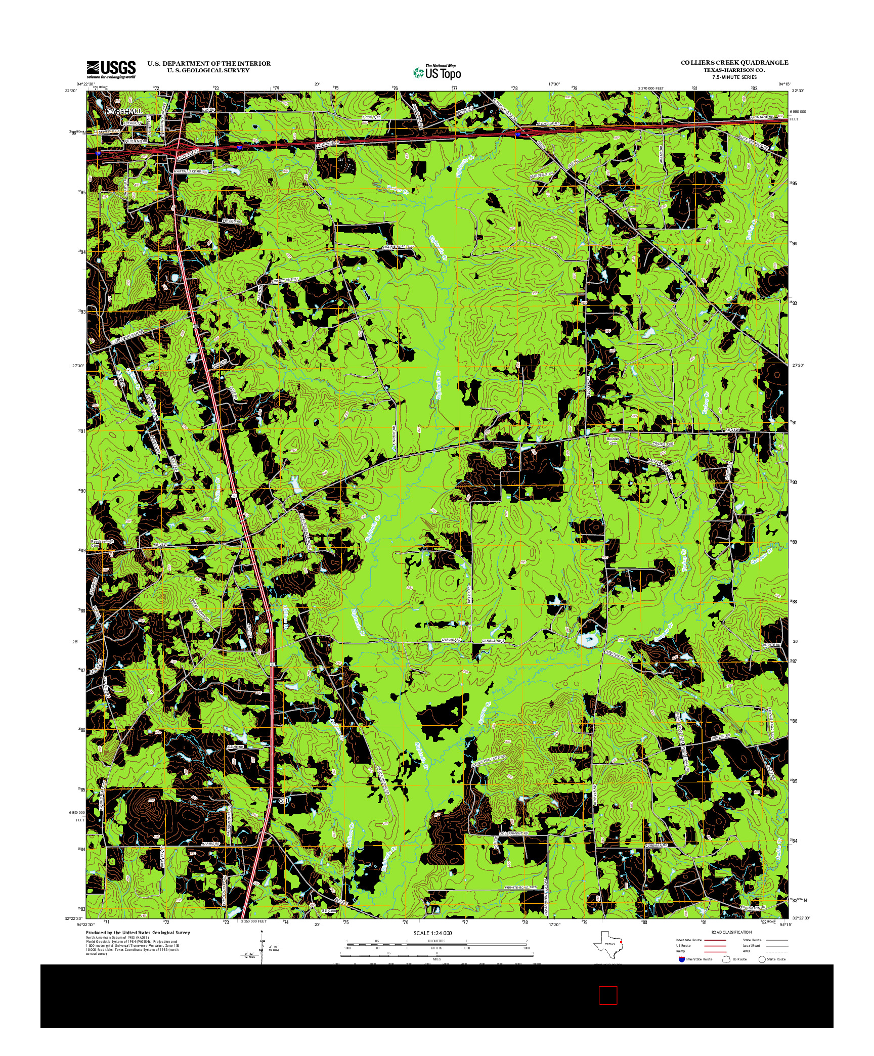 USGS US TOPO 7.5-MINUTE MAP FOR COLLIERS CREEK, TX 2013