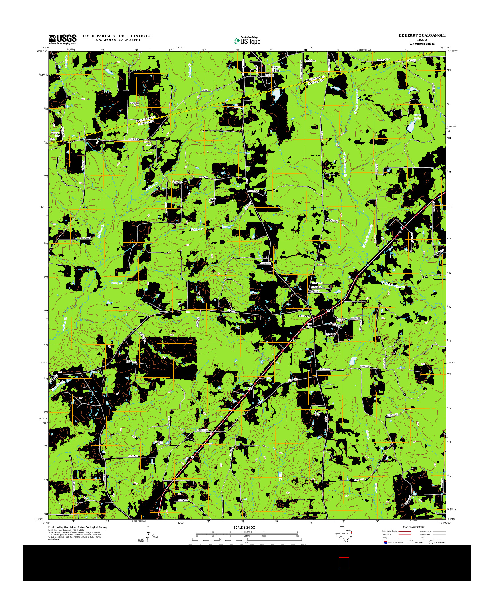 USGS US TOPO 7.5-MINUTE MAP FOR DE BERRY, TX 2013