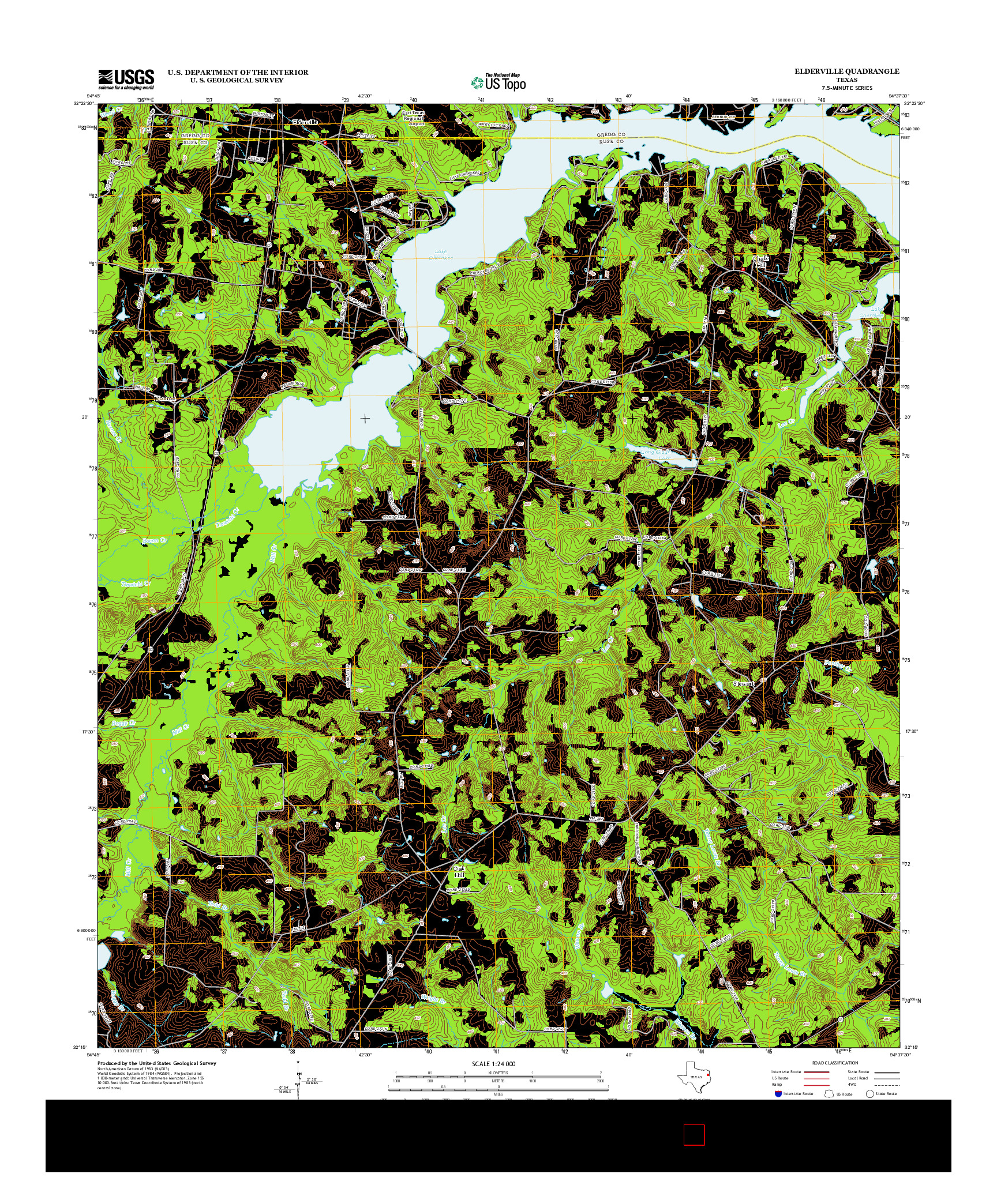 USGS US TOPO 7.5-MINUTE MAP FOR ELDERVILLE, TX 2013