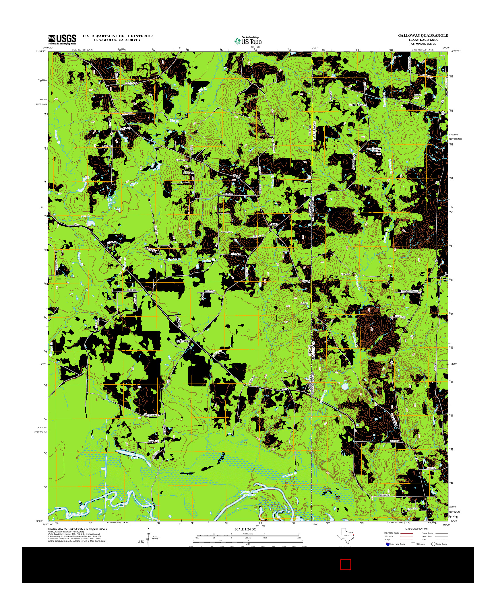 USGS US TOPO 7.5-MINUTE MAP FOR GALLOWAY, TX-LA 2013