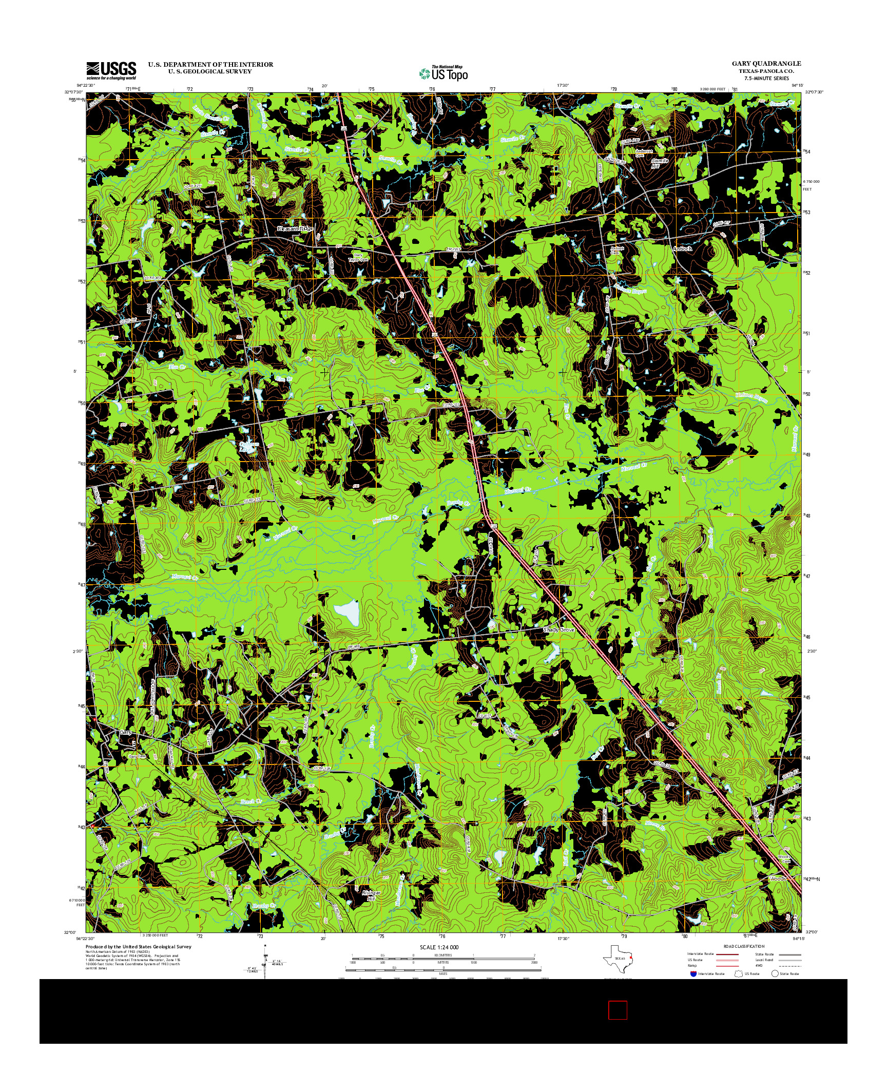 USGS US TOPO 7.5-MINUTE MAP FOR GARY, TX 2013