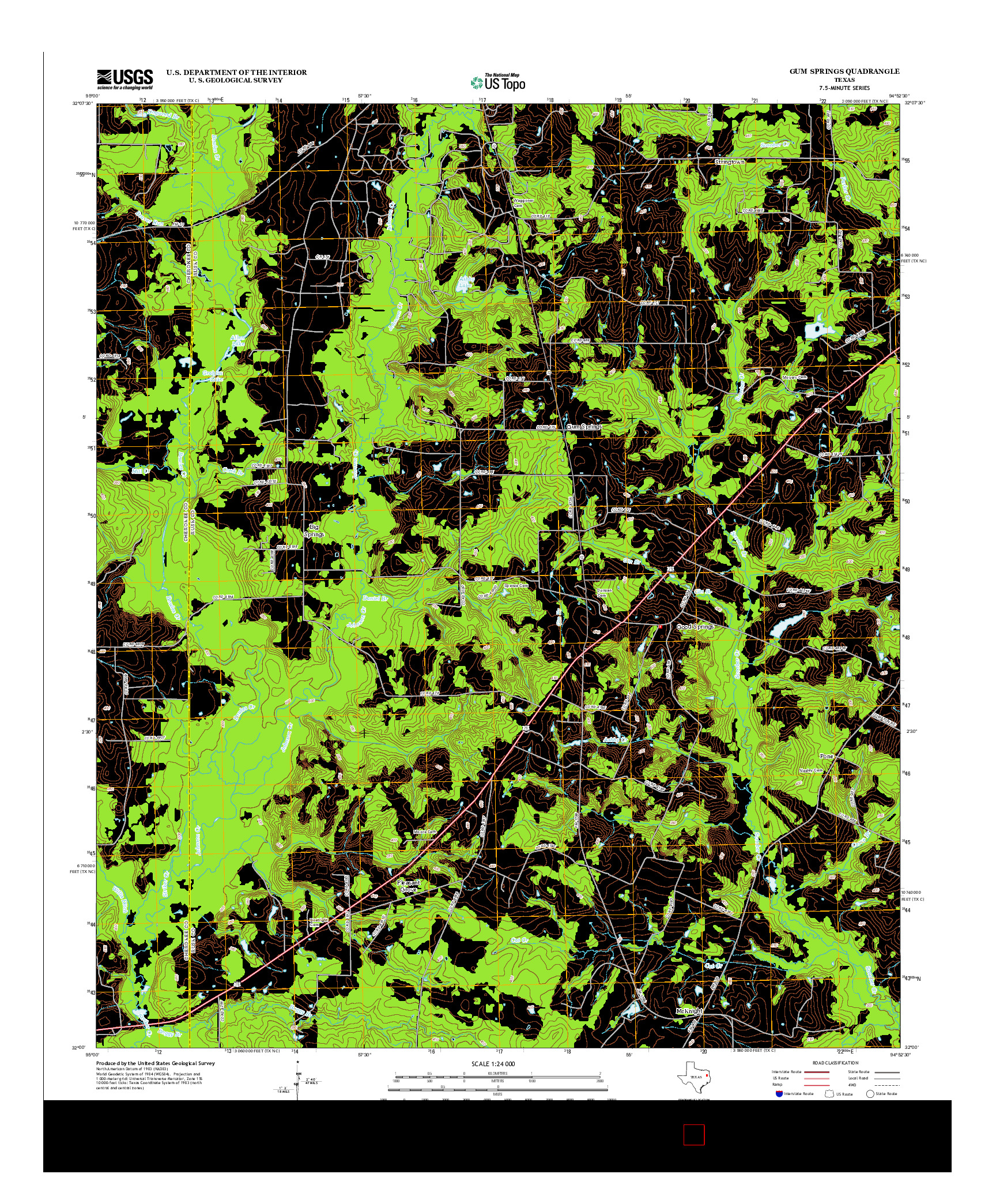 USGS US TOPO 7.5-MINUTE MAP FOR GUM SPRINGS, TX 2013