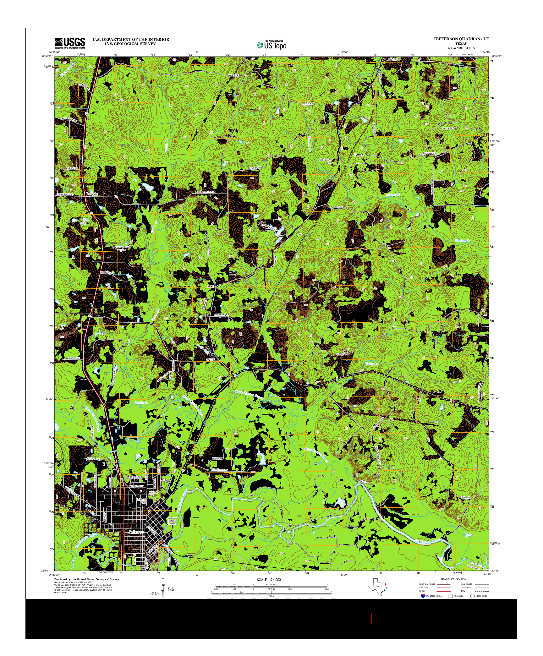 USGS US TOPO 7.5-MINUTE MAP FOR JEFFERSON, TX 2013