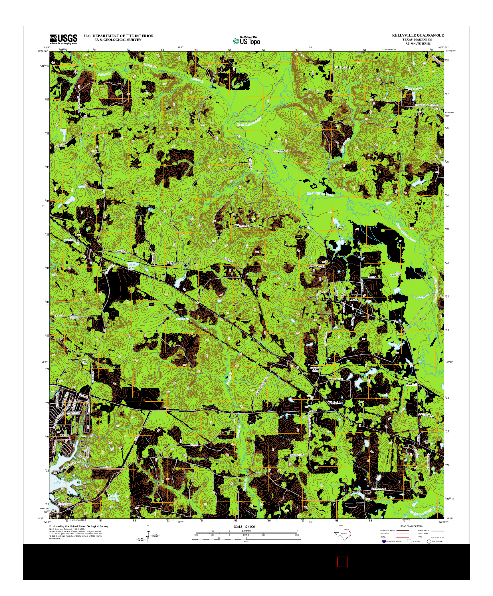 USGS US TOPO 7.5-MINUTE MAP FOR KELLYVILLE, TX 2013