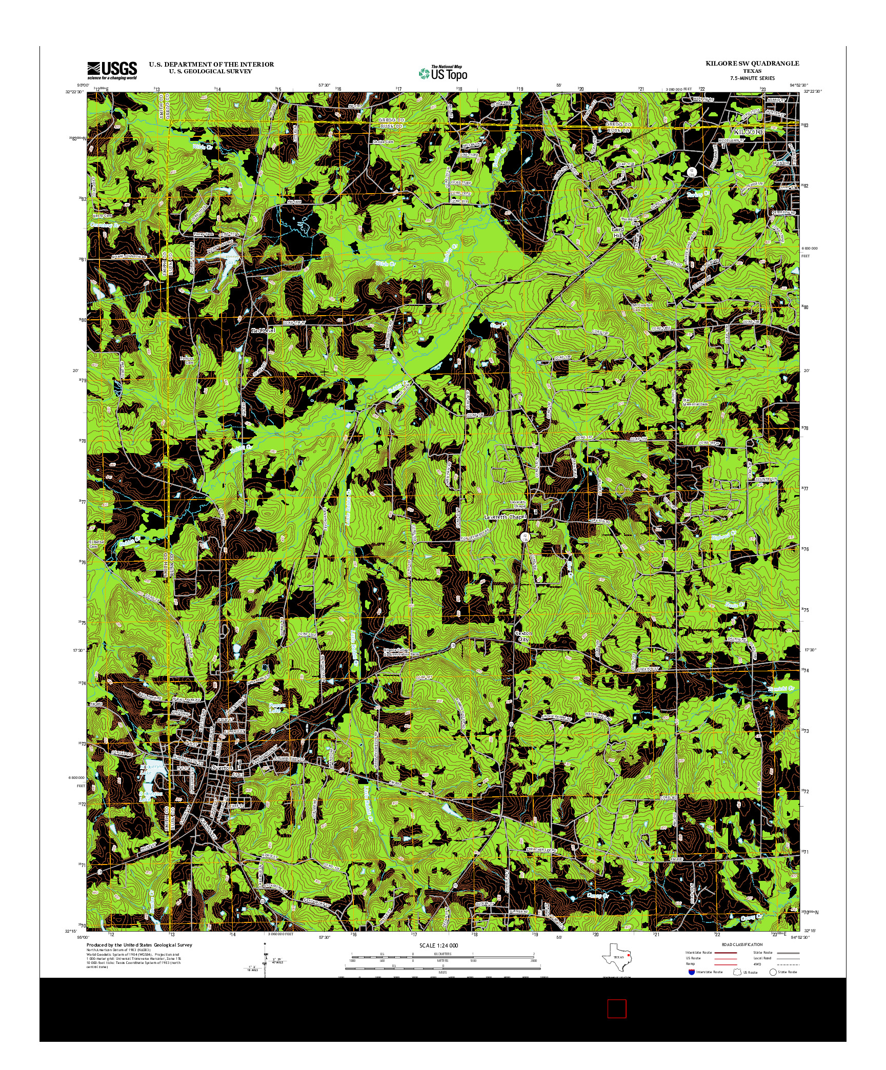 USGS US TOPO 7.5-MINUTE MAP FOR KILGORE SW, TX 2013