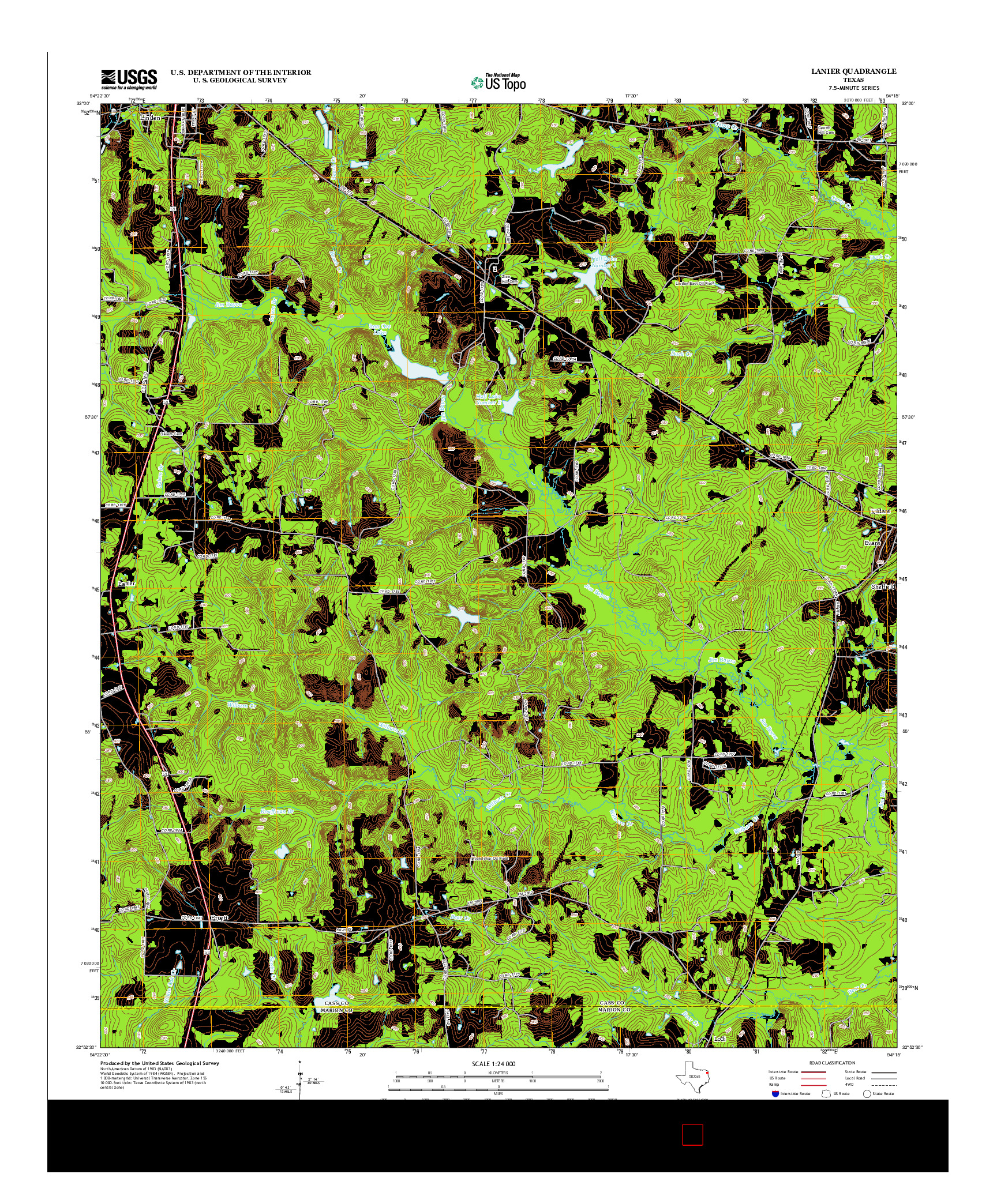 USGS US TOPO 7.5-MINUTE MAP FOR LANIER, TX 2013