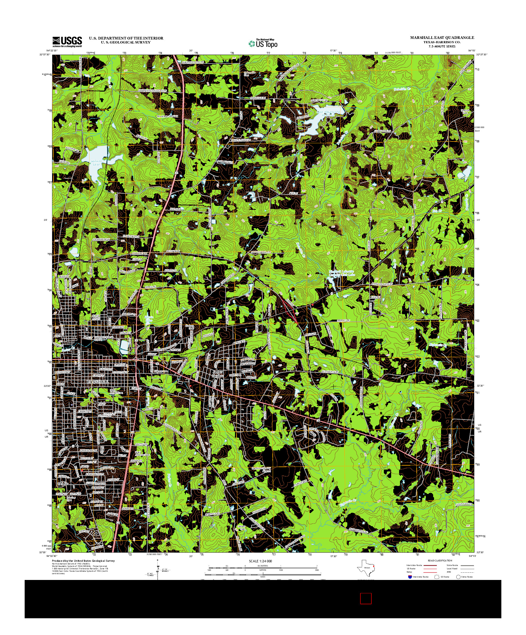 USGS US TOPO 7.5-MINUTE MAP FOR MARSHALL EAST, TX 2013