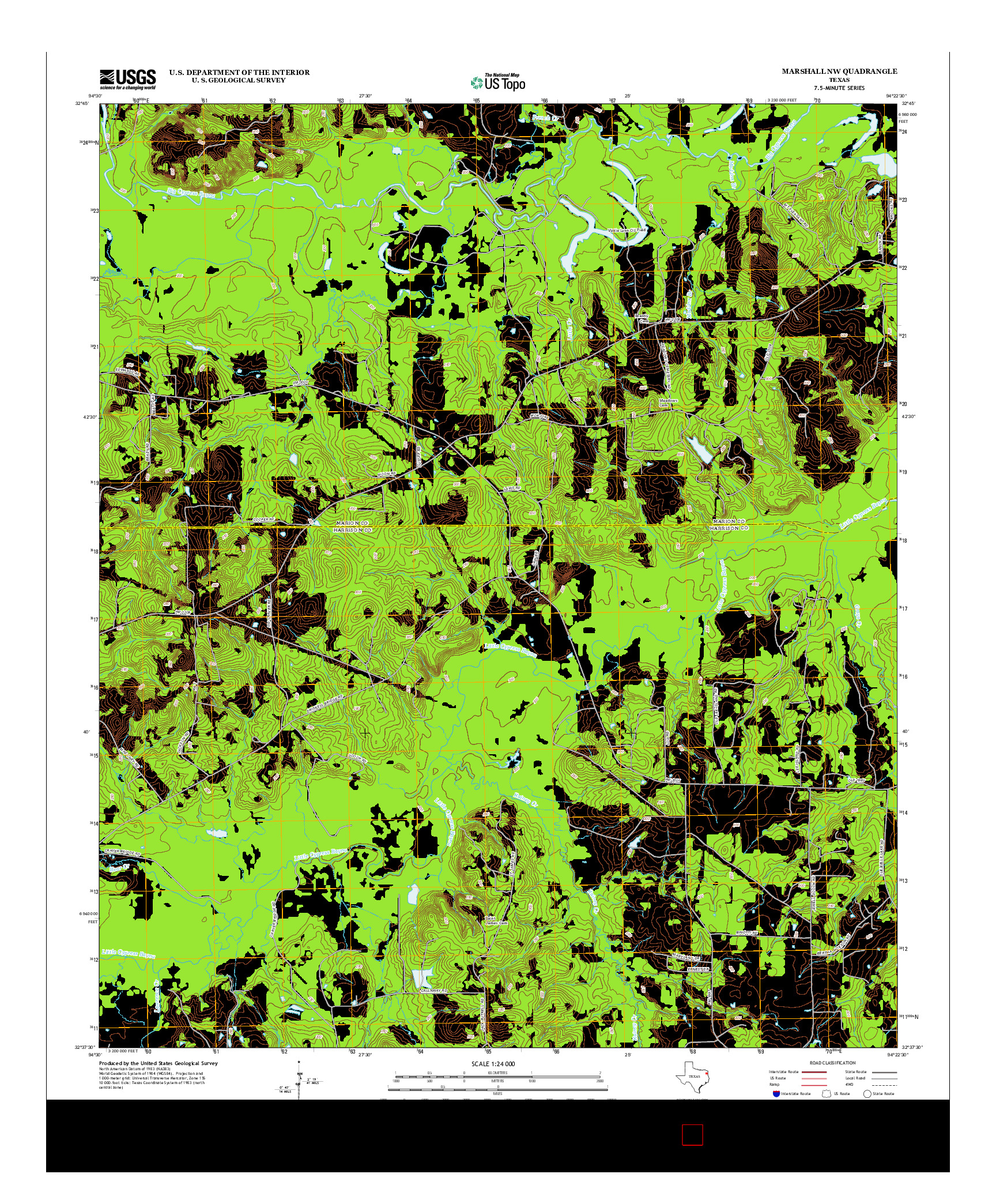 USGS US TOPO 7.5-MINUTE MAP FOR MARSHALL NW, TX 2013