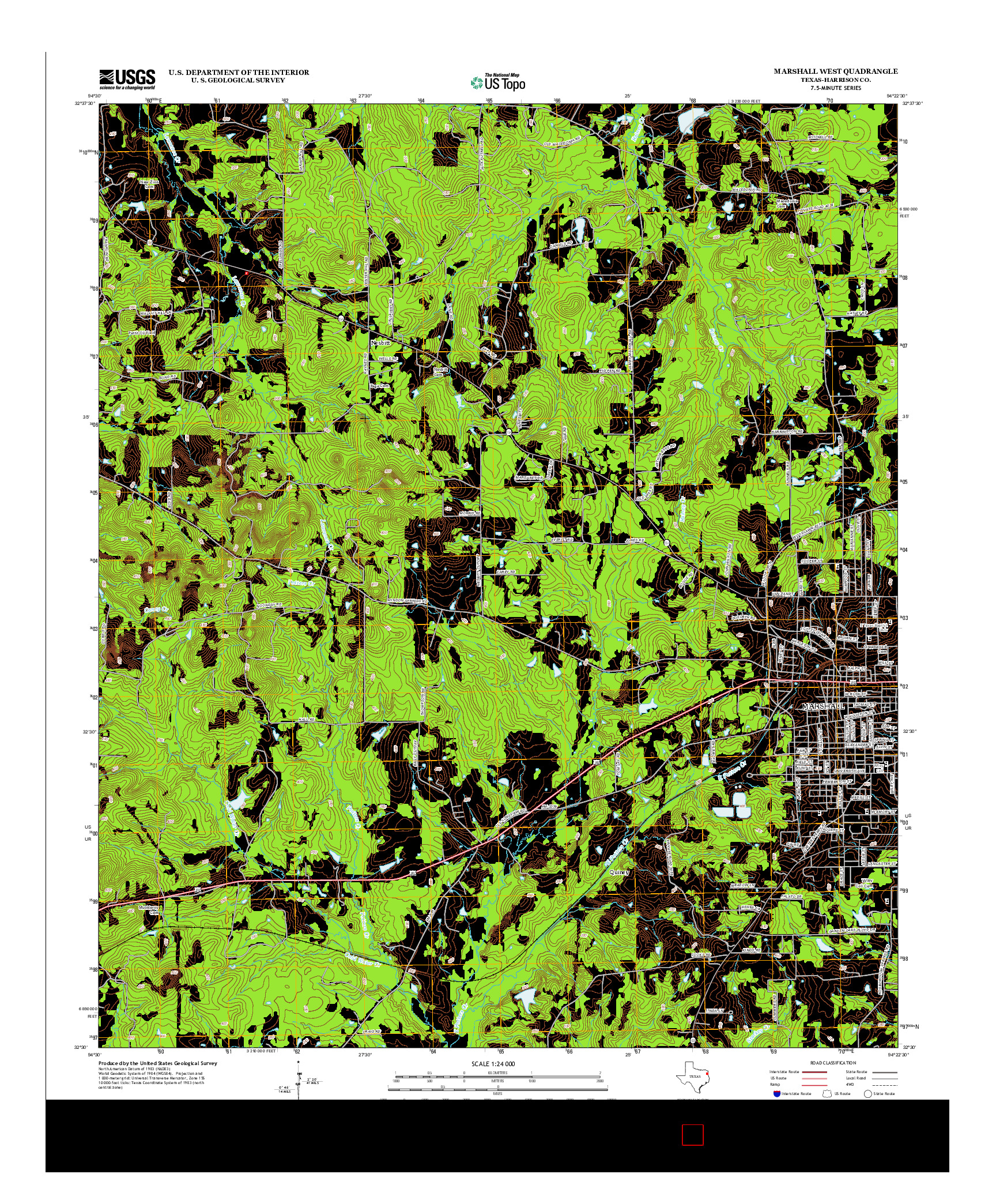 USGS US TOPO 7.5-MINUTE MAP FOR MARSHALL WEST, TX 2013