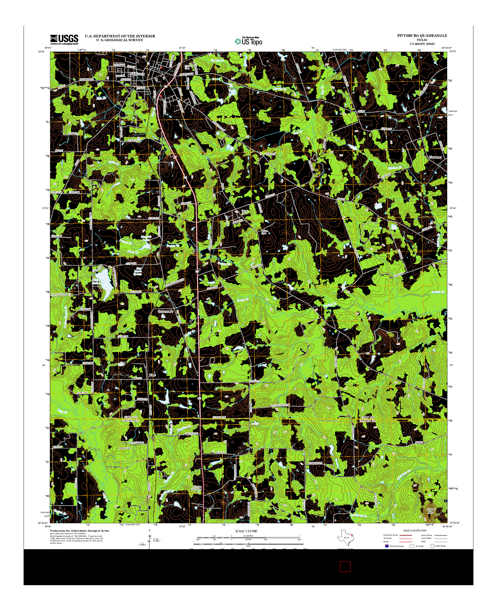 USGS US TOPO 7.5-MINUTE MAP FOR PITTSBURG, TX 2013