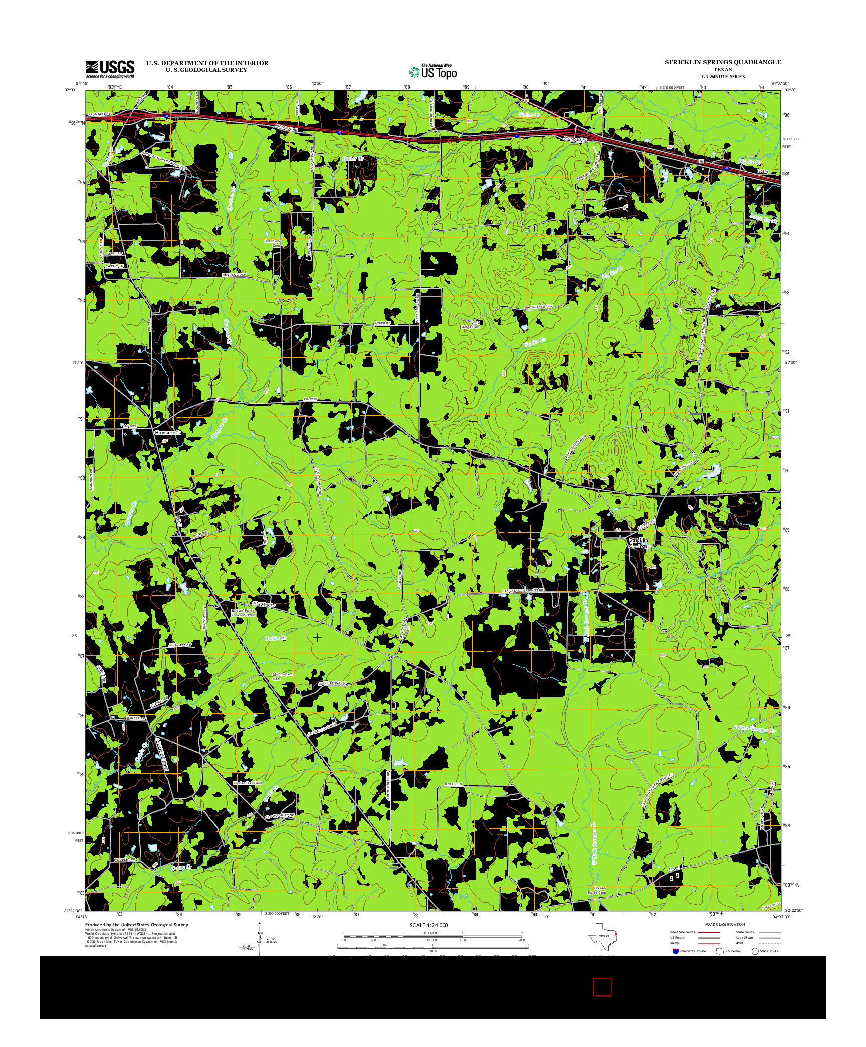 USGS US TOPO 7.5-MINUTE MAP FOR STRICKLIN SPRINGS, TX 2013