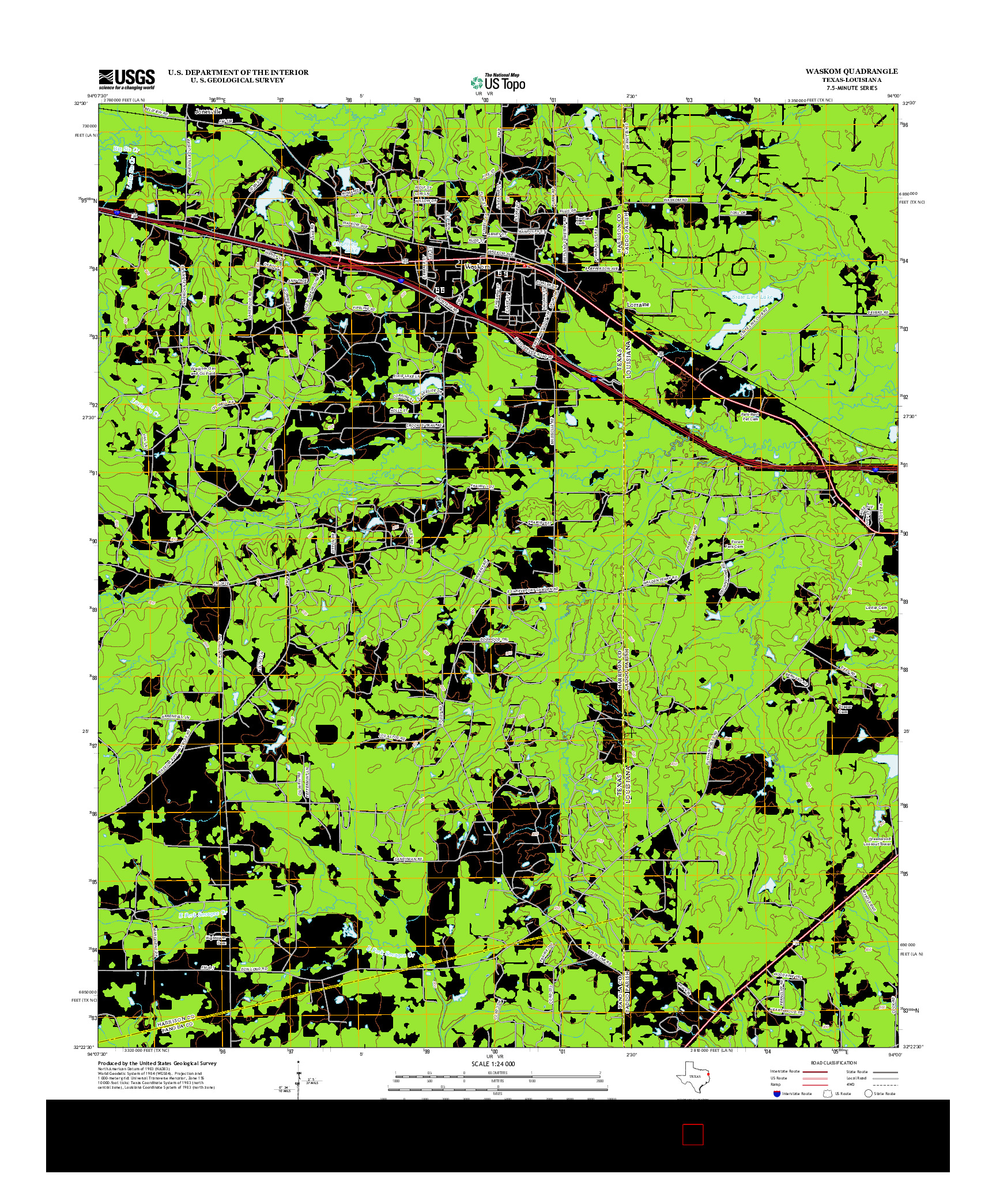 USGS US TOPO 7.5-MINUTE MAP FOR WASKOM, TX-LA 2013