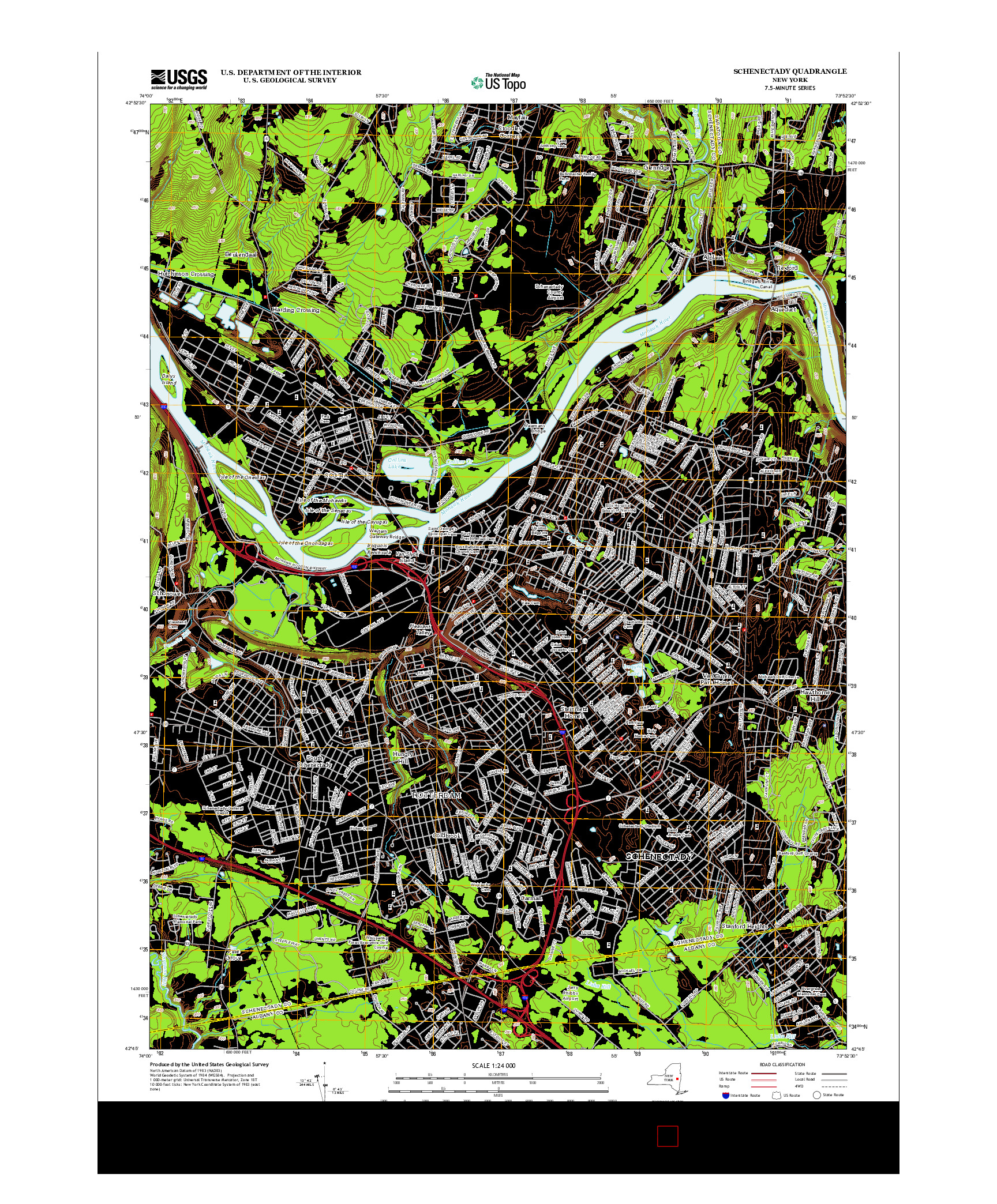 USGS US TOPO 7.5-MINUTE MAP FOR SCHENECTADY, NY 2013