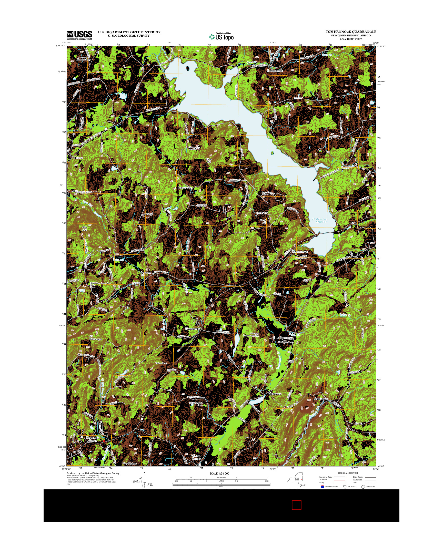 USGS US TOPO 7.5-MINUTE MAP FOR TOMHANNOCK, NY 2013