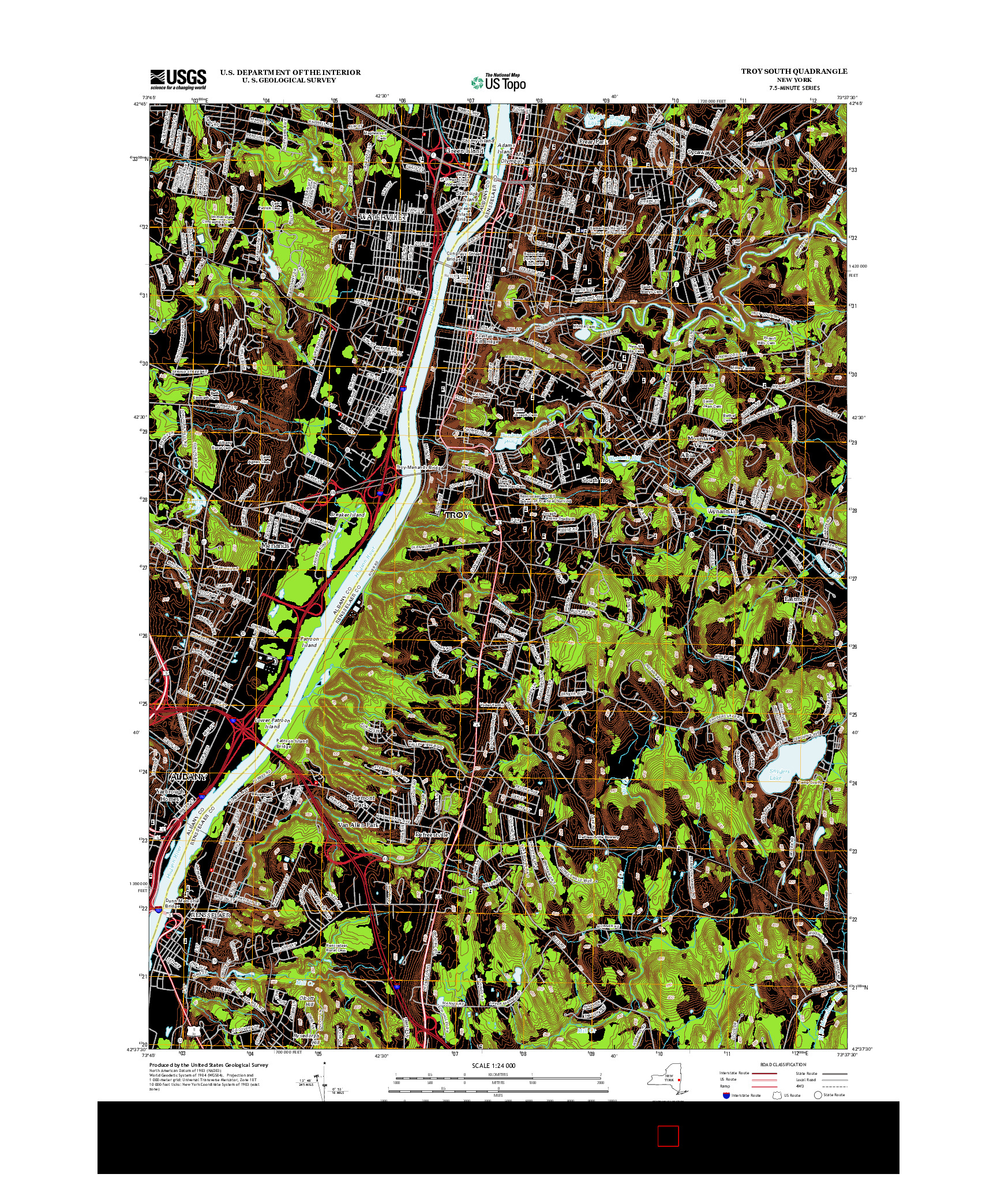 USGS US TOPO 7.5-MINUTE MAP FOR TROY SOUTH, NY 2013