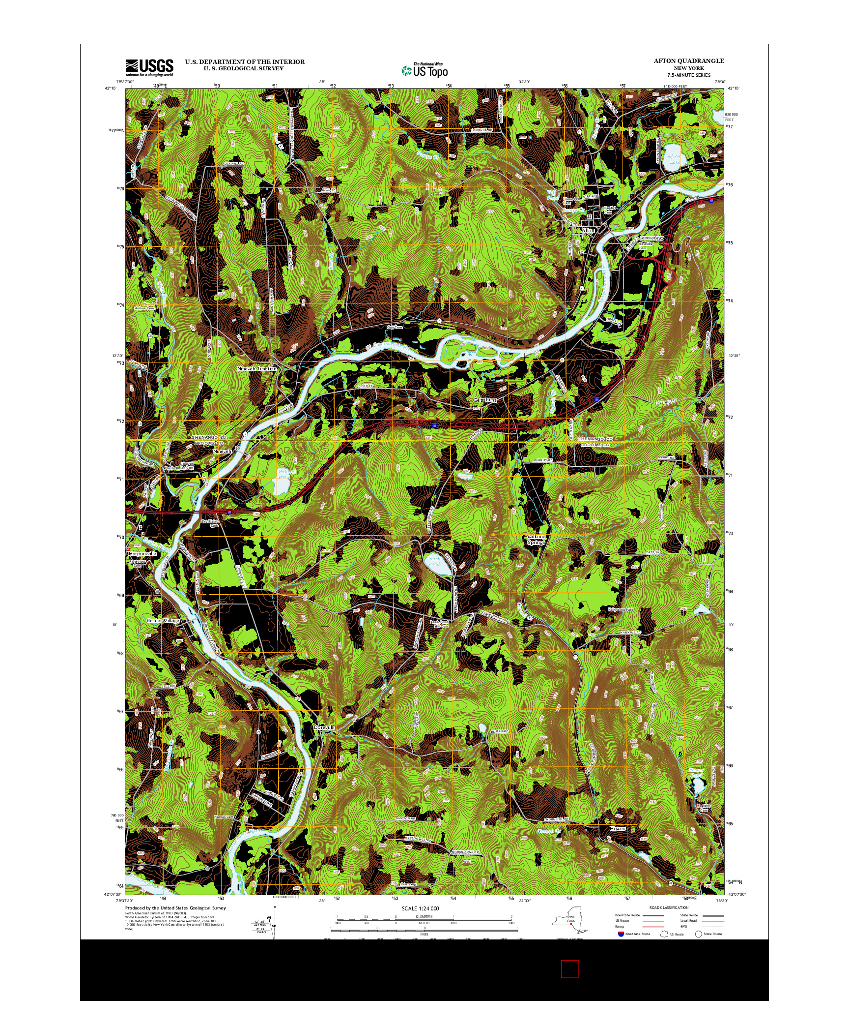 USGS US TOPO 7.5-MINUTE MAP FOR AFTON, NY 2013