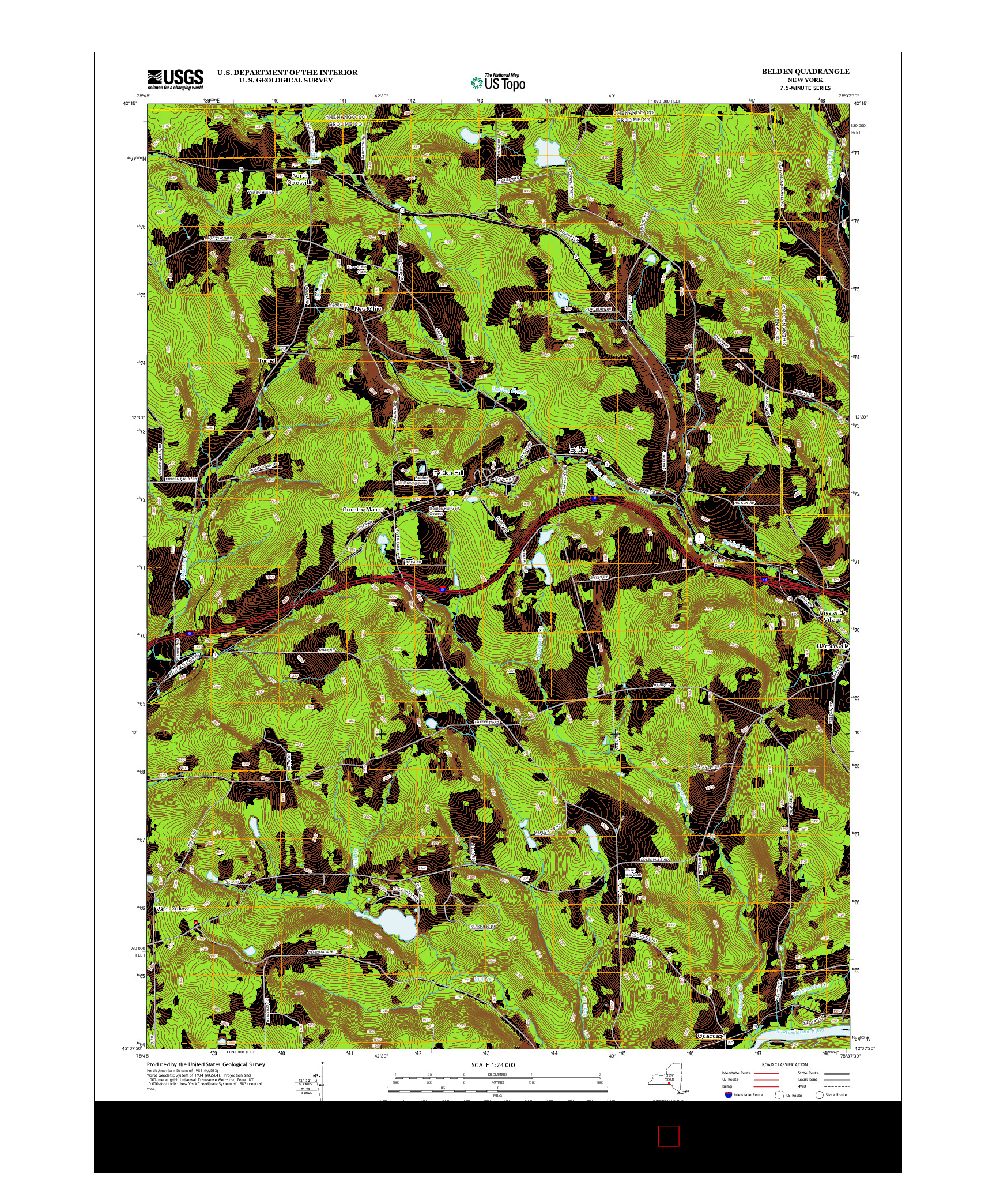 USGS US TOPO 7.5-MINUTE MAP FOR BELDEN, NY 2013