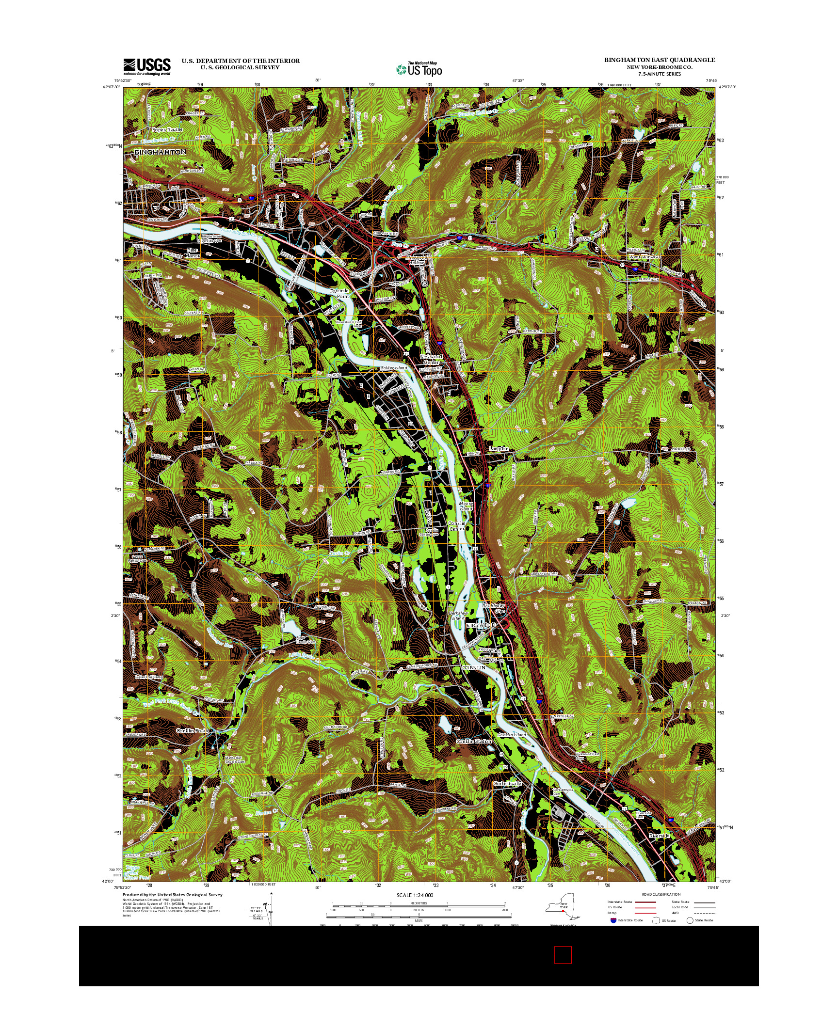 USGS US TOPO 7.5-MINUTE MAP FOR BINGHAMTON EAST, NY 2013