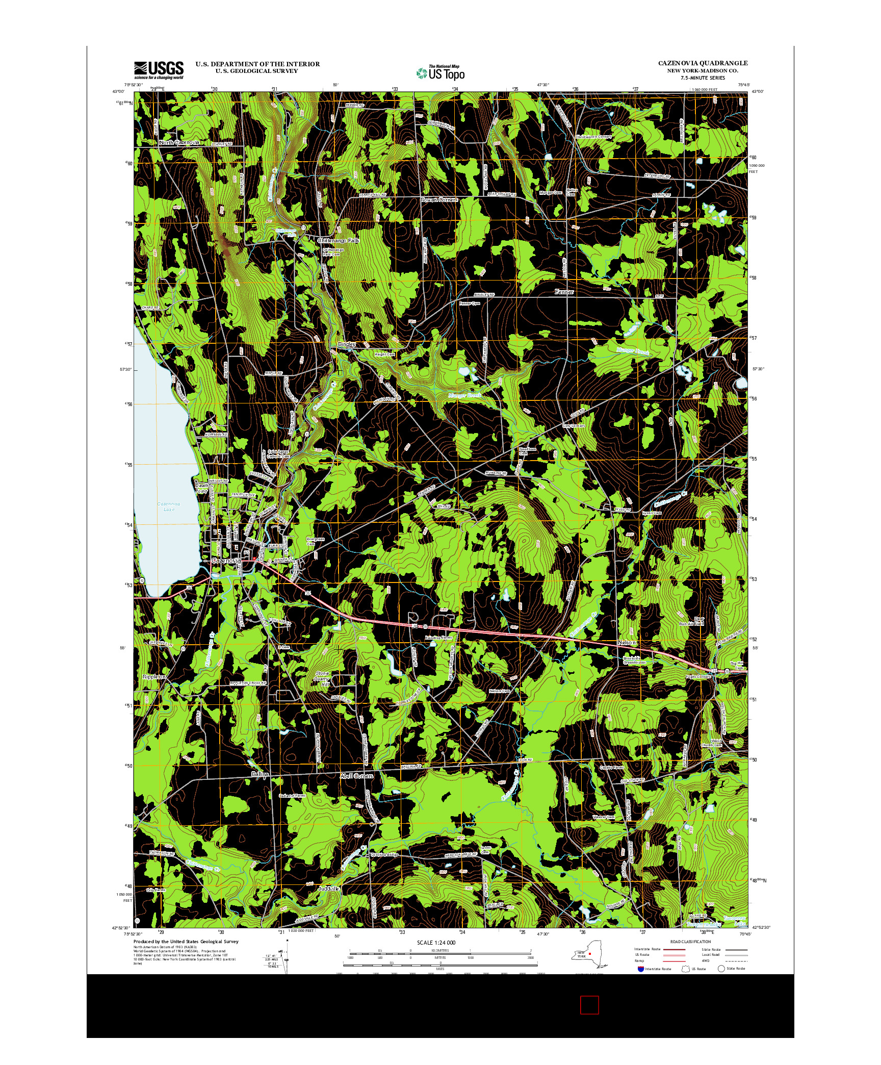 USGS US TOPO 7.5-MINUTE MAP FOR CAZENOVIA, NY 2013
