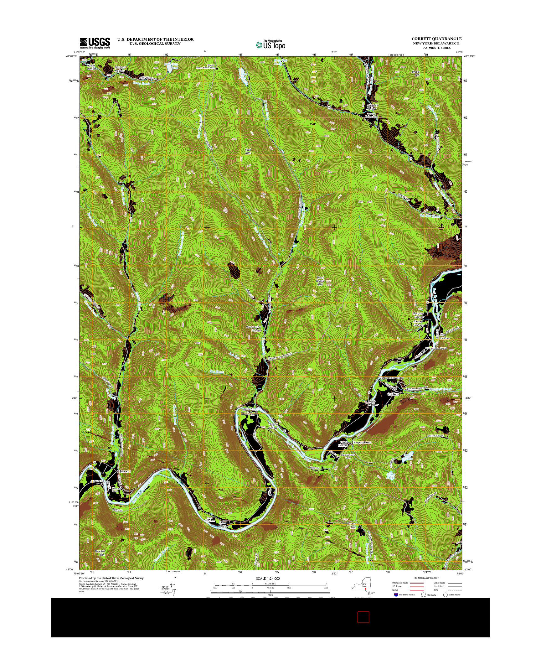 USGS US TOPO 7.5-MINUTE MAP FOR CORBETT, NY 2013
