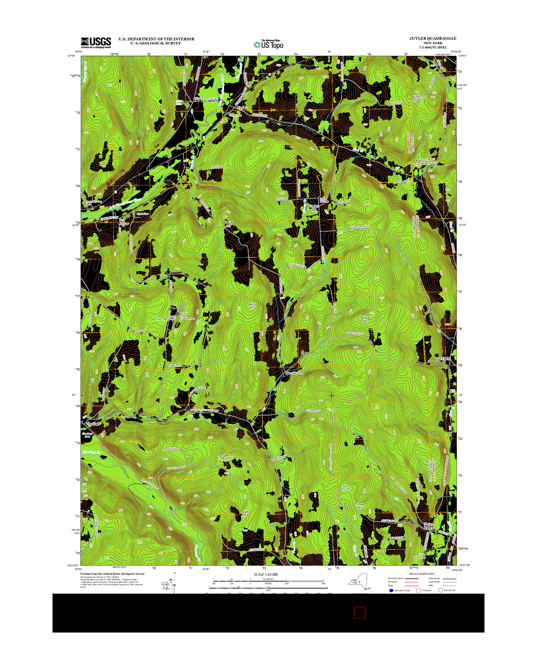 USGS US TOPO 7.5-MINUTE MAP FOR CUYLER, NY 2013