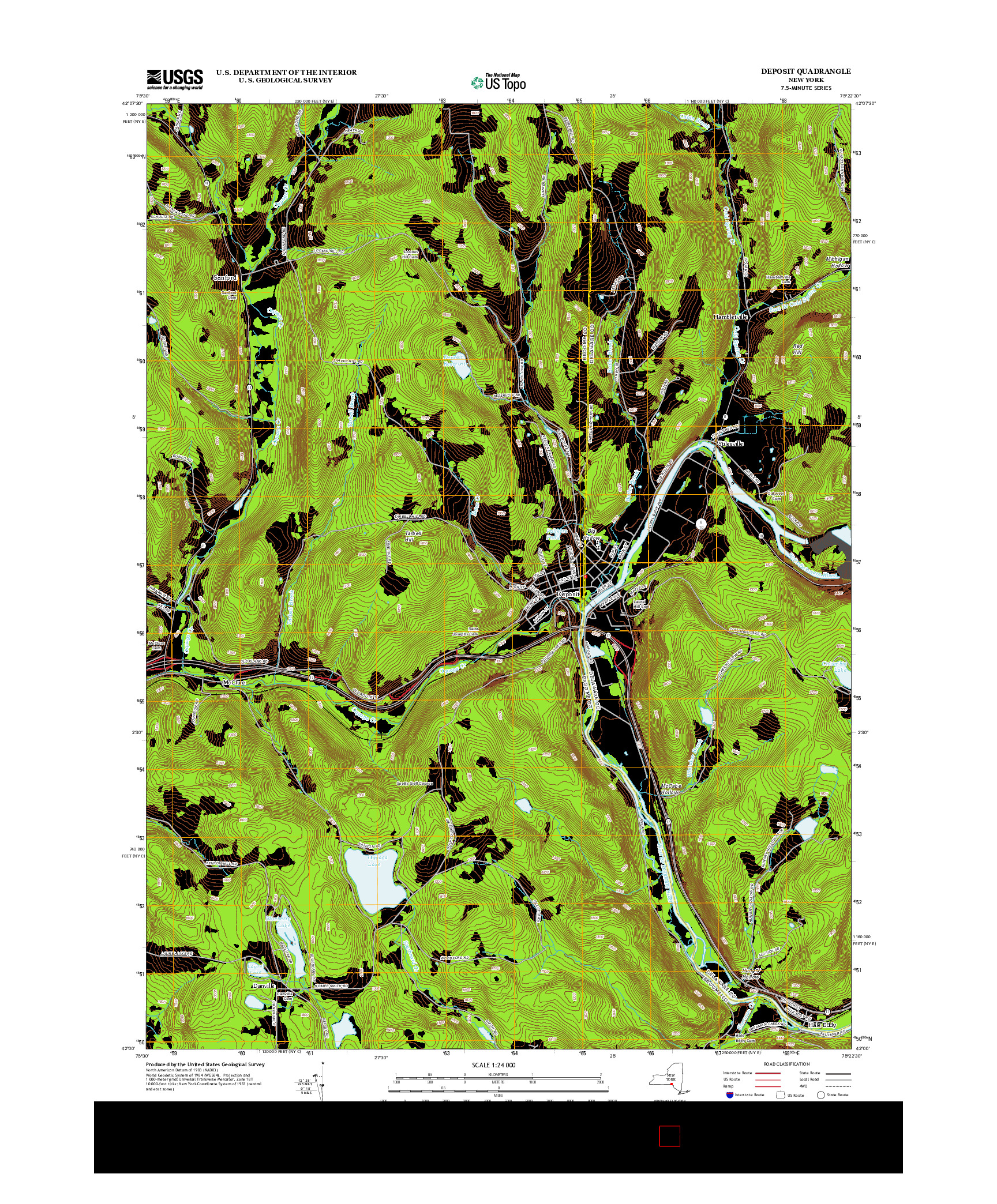 USGS US TOPO 7.5-MINUTE MAP FOR DEPOSIT, NY 2013