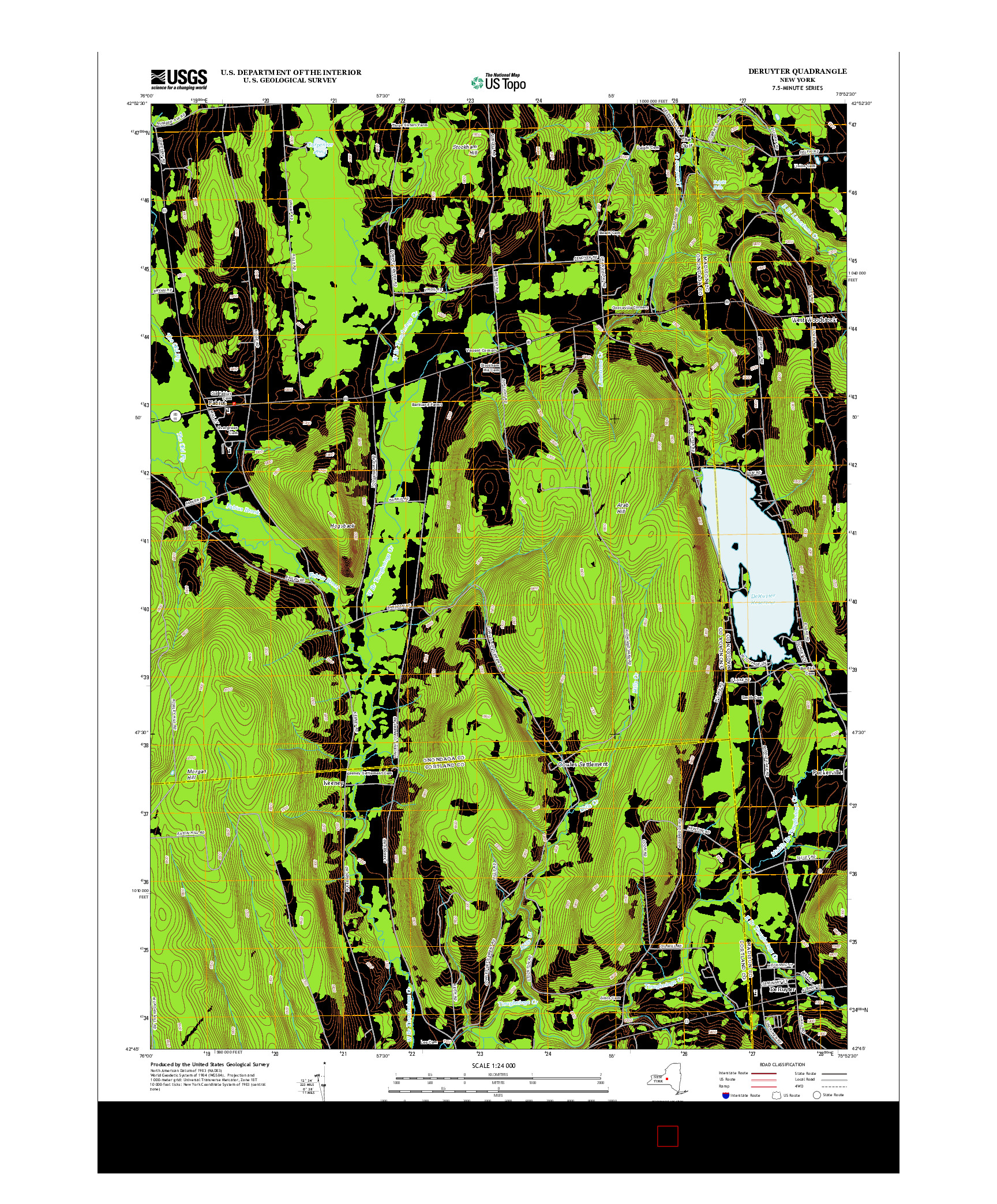 USGS US TOPO 7.5-MINUTE MAP FOR DERUYTER, NY 2013