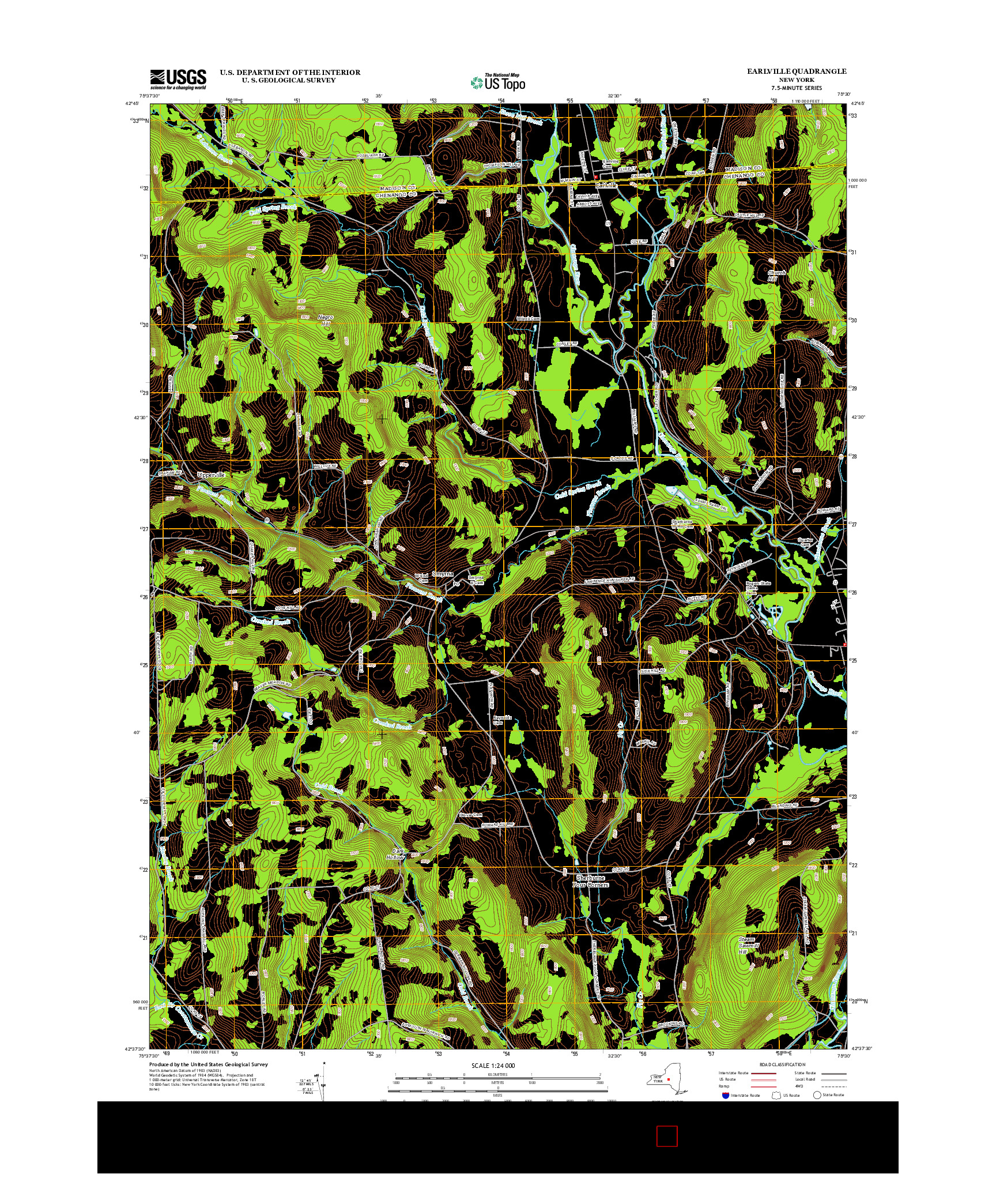 USGS US TOPO 7.5-MINUTE MAP FOR EARLVILLE, NY 2013