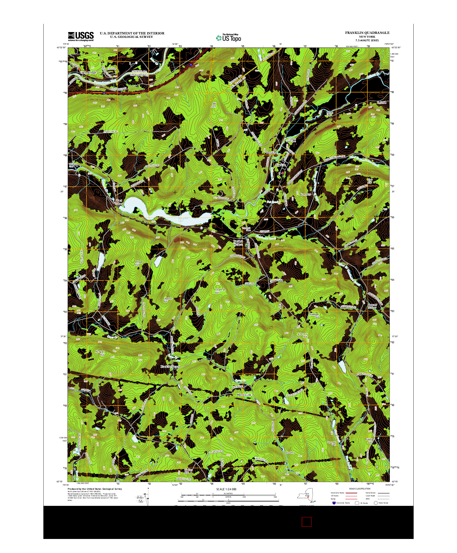 USGS US TOPO 7.5-MINUTE MAP FOR FRANKLIN, NY 2013