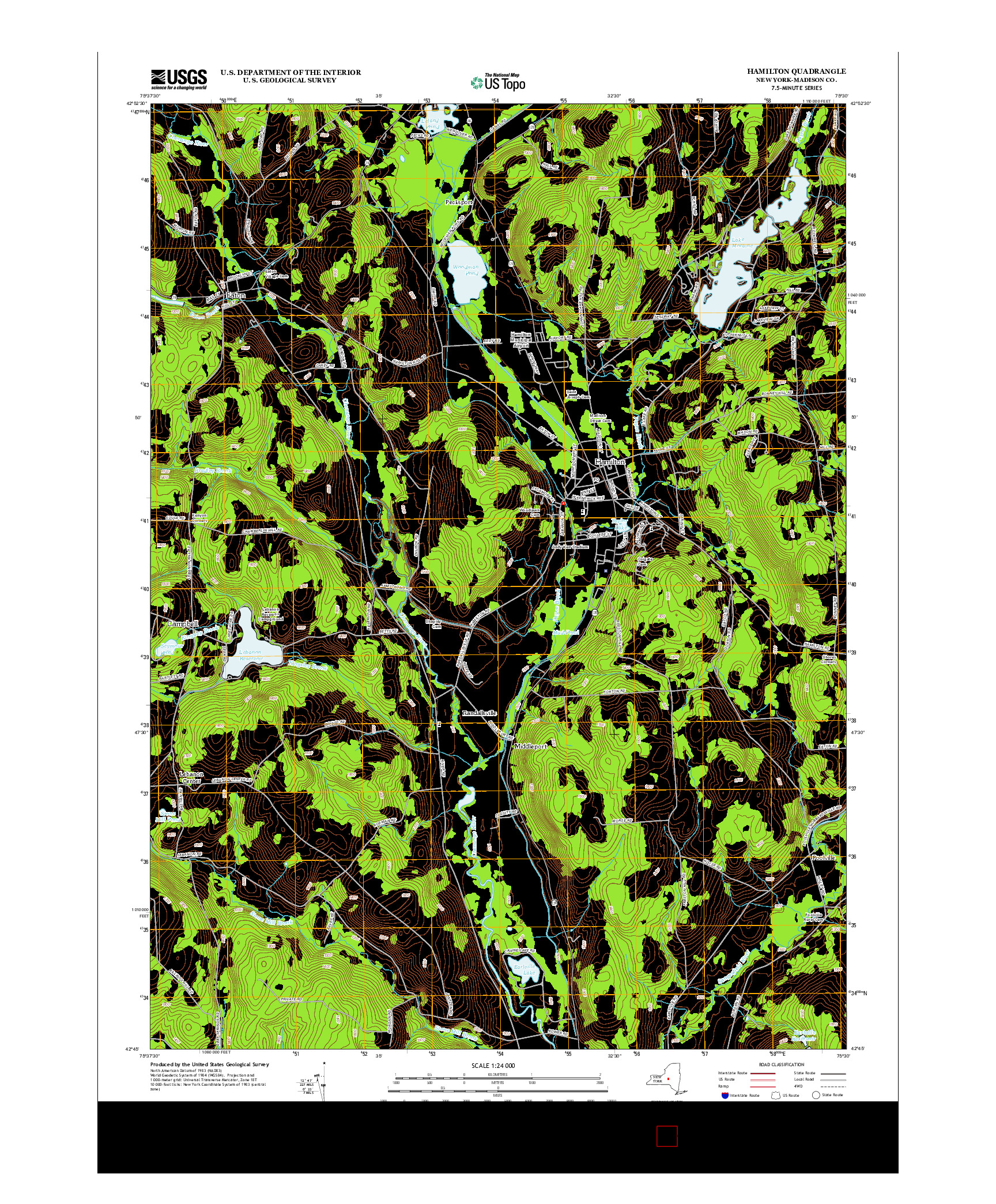 USGS US TOPO 7.5-MINUTE MAP FOR HAMILTON, NY 2013