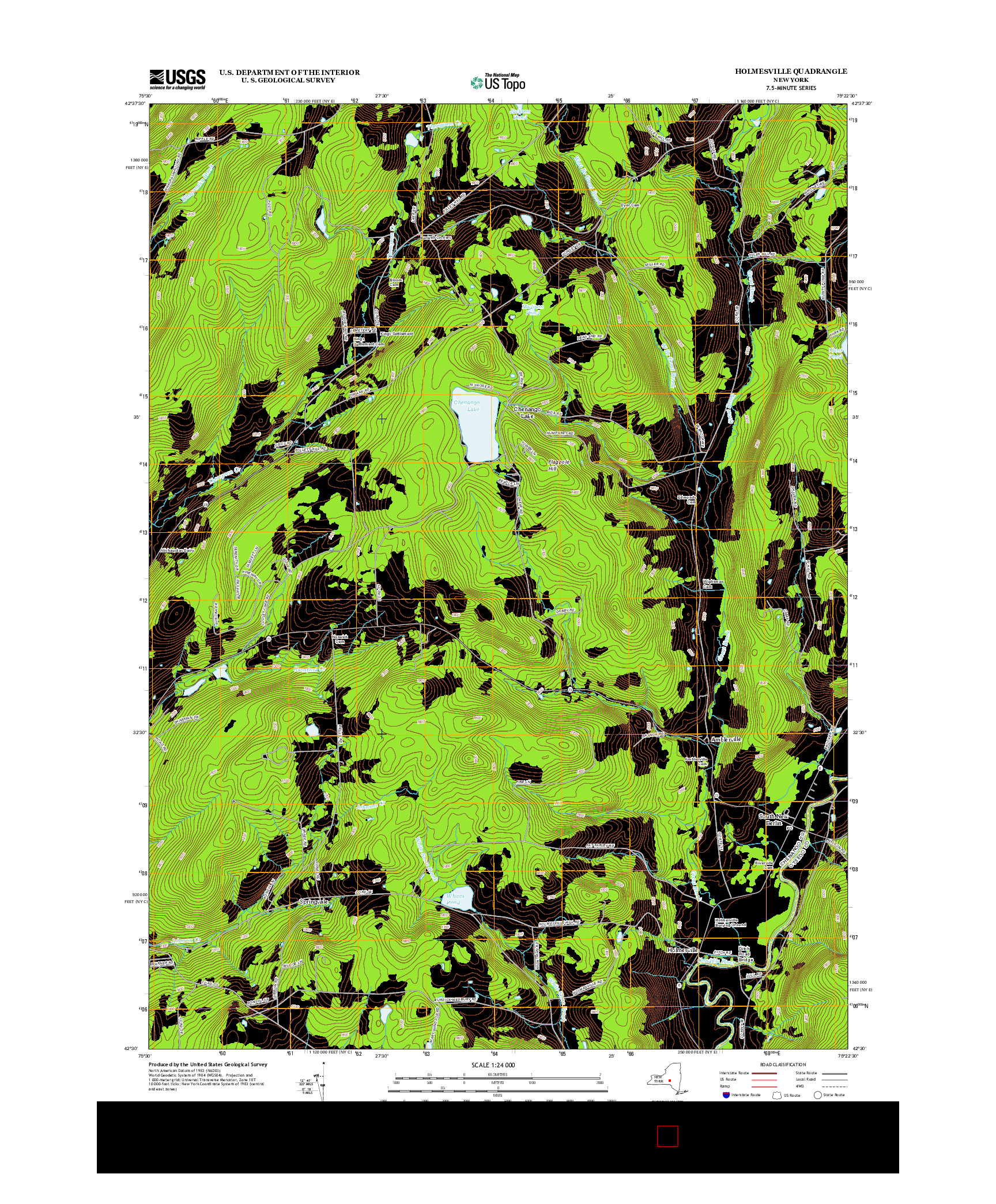 USGS US TOPO 7.5-MINUTE MAP FOR HOLMESVILLE, NY 2013