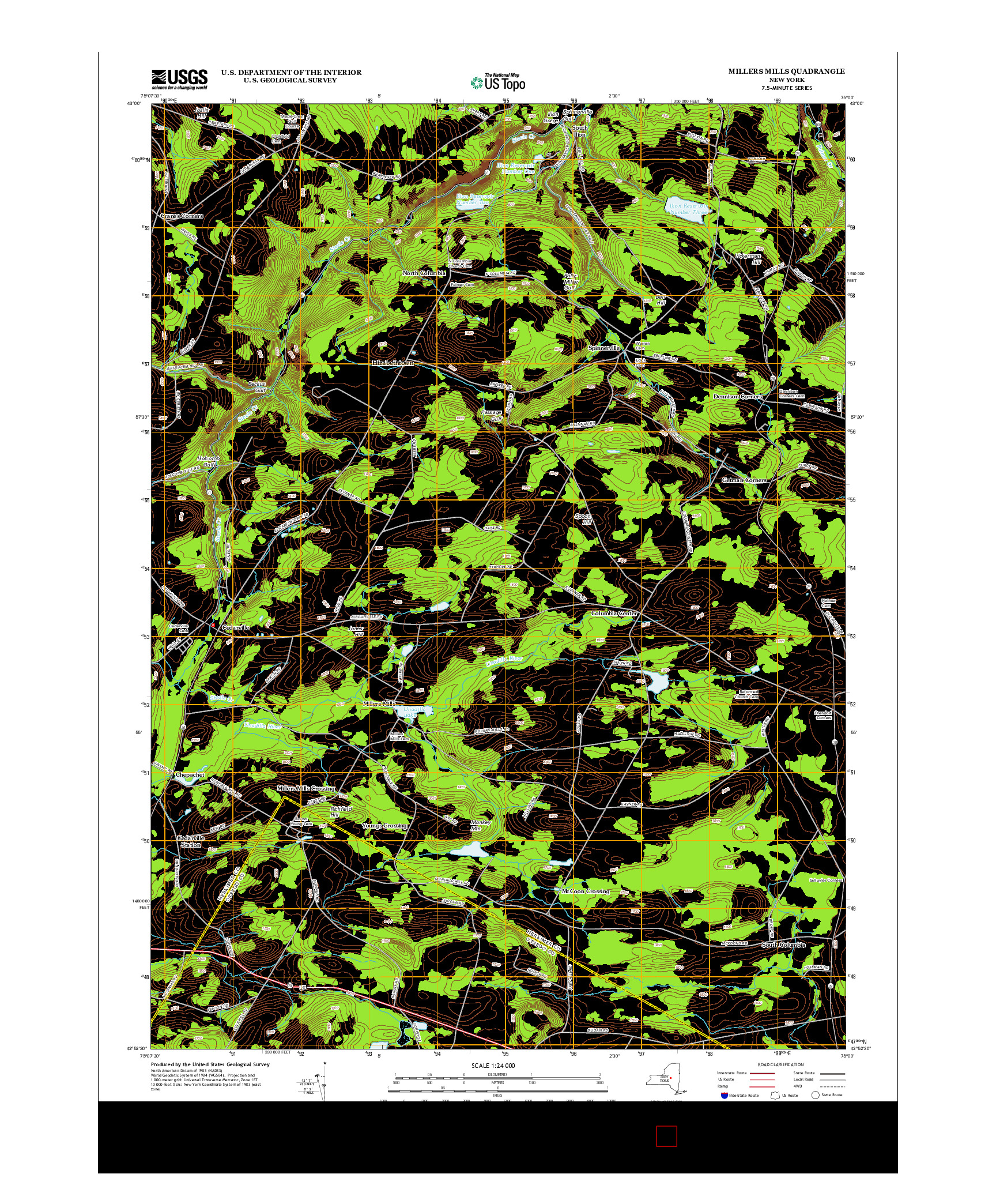 USGS US TOPO 7.5-MINUTE MAP FOR MILLERS MILLS, NY 2013