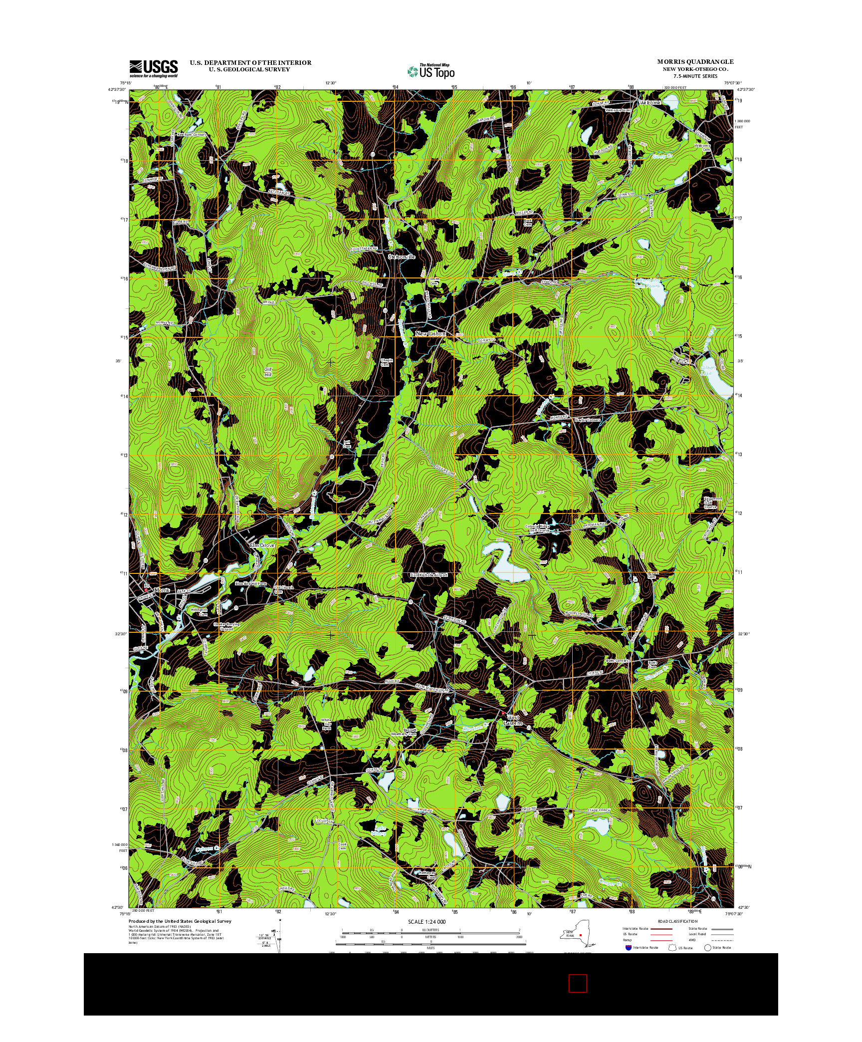 USGS US TOPO 7.5-MINUTE MAP FOR MORRIS, NY 2013